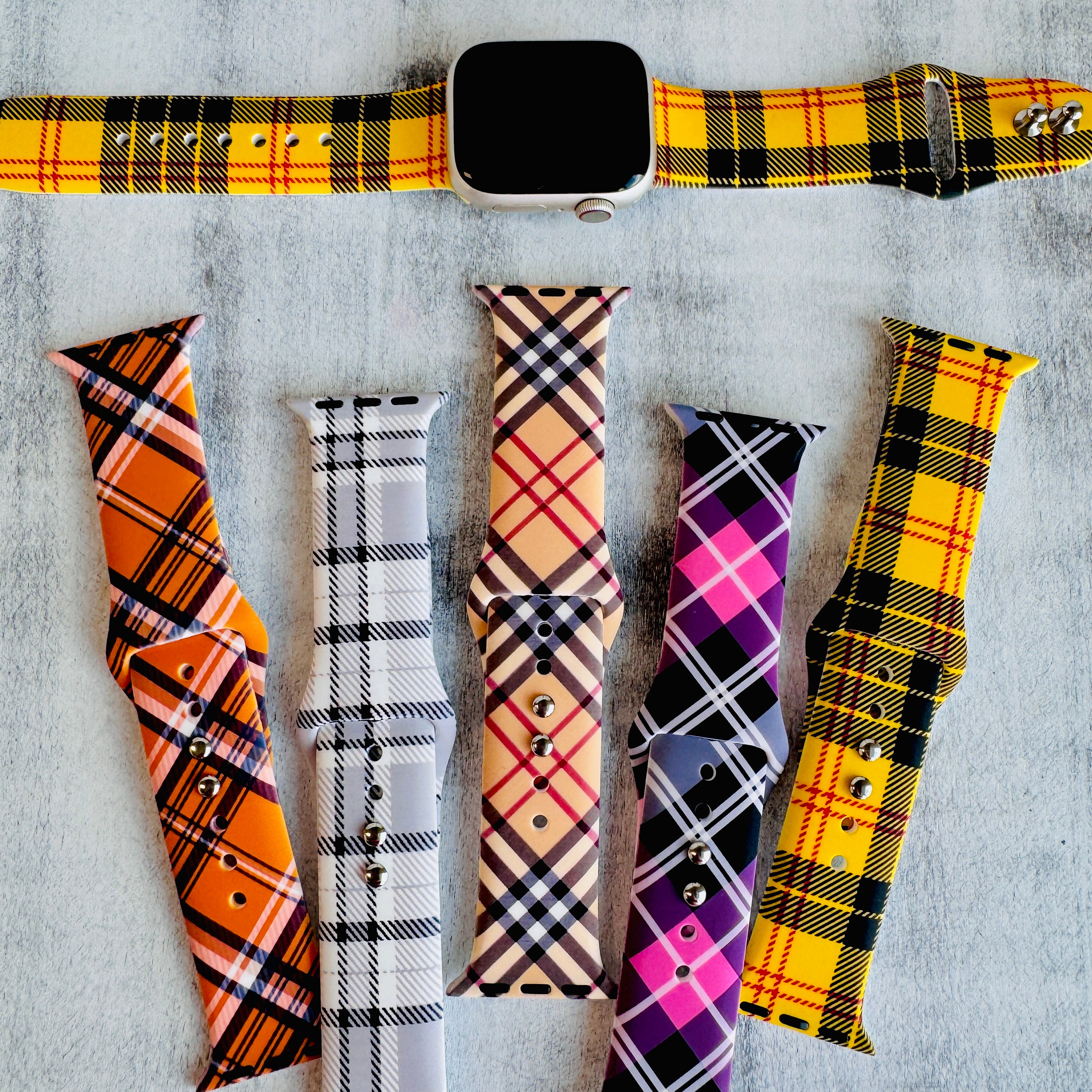 Fancy Plaid Print Silicone Band For Apple Watch Multiple Colors Available - Fancy Bands
