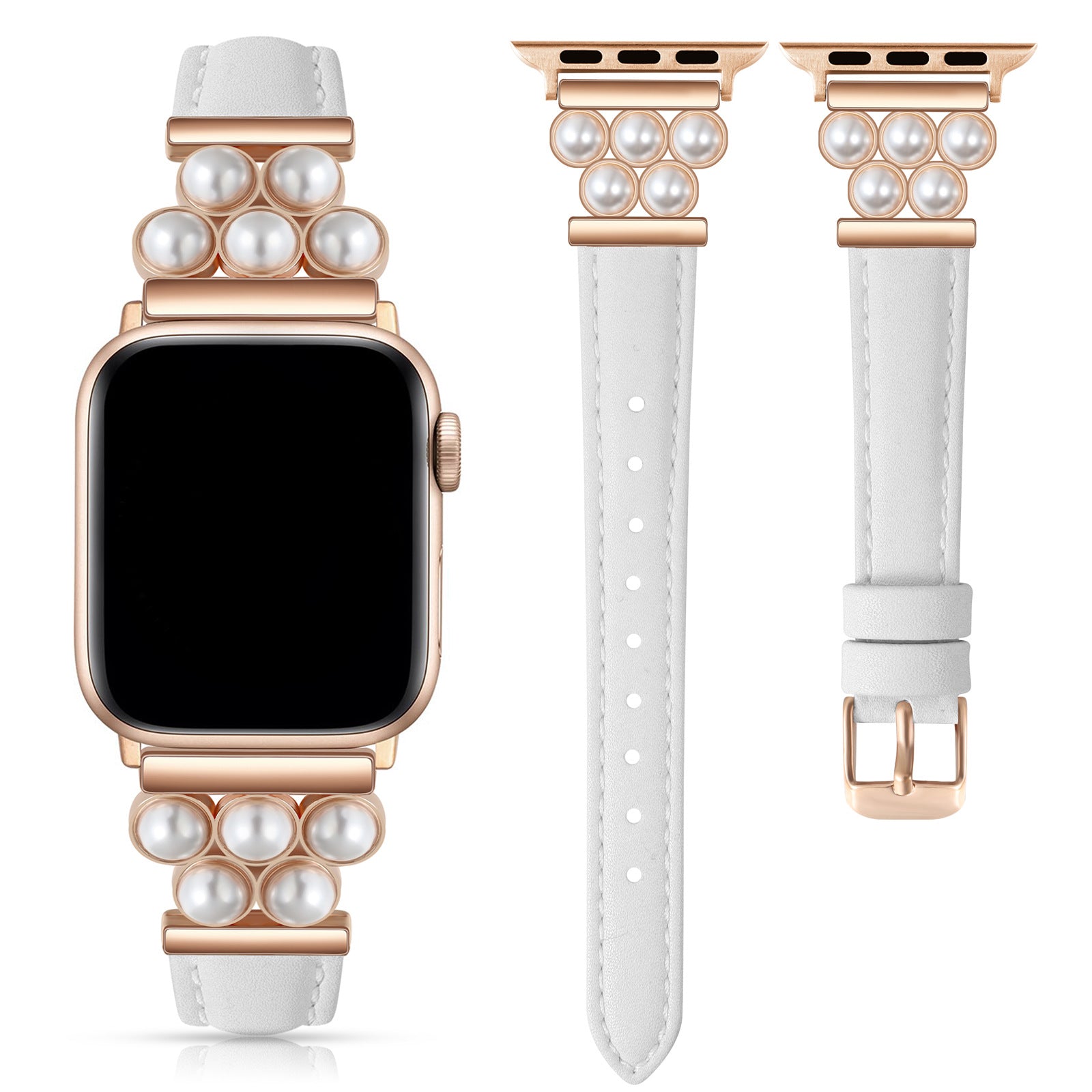 Pearled Up Leather Band For Apple Watch Two Colors Available