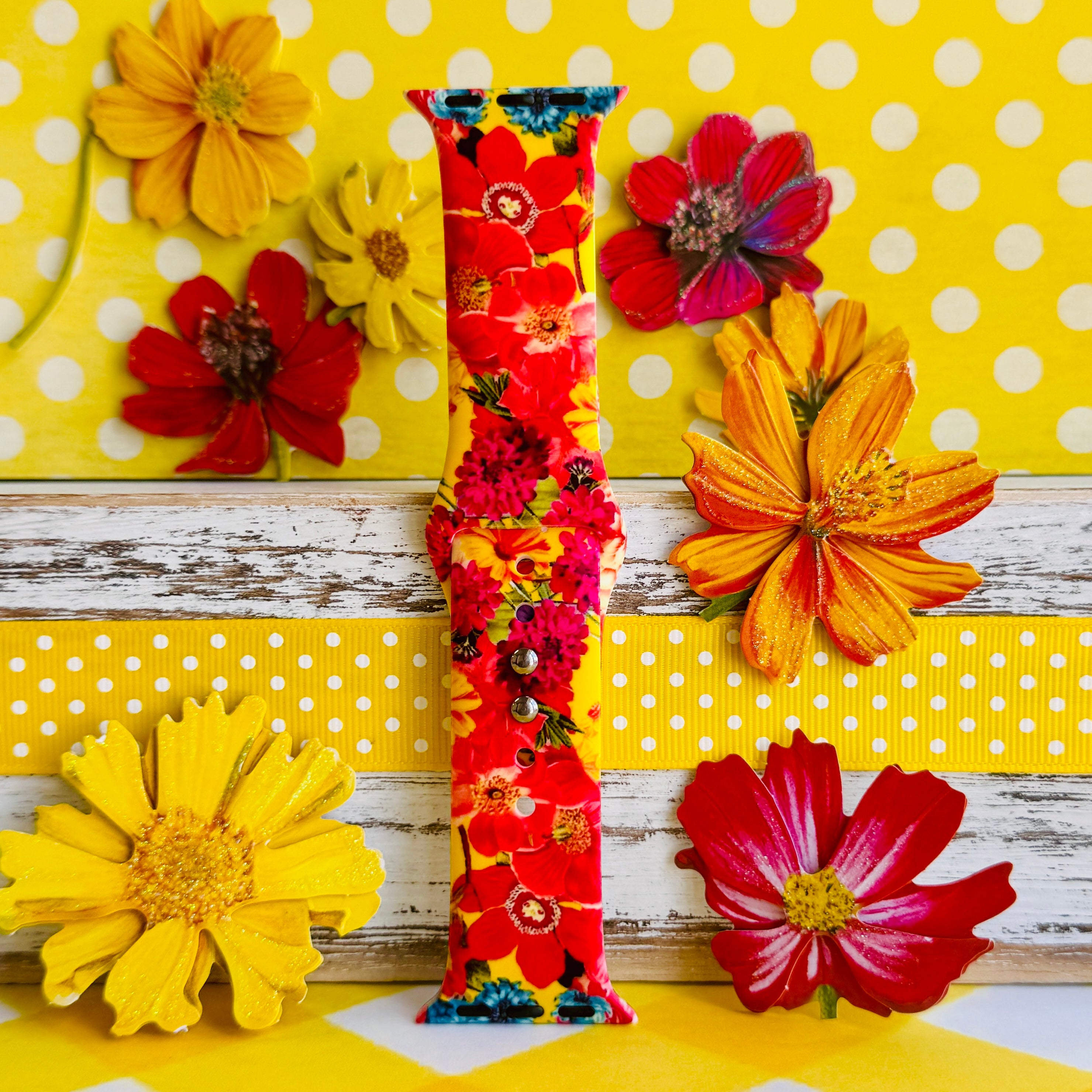 Color Me Floral Print Silicone Band For Apple Watch