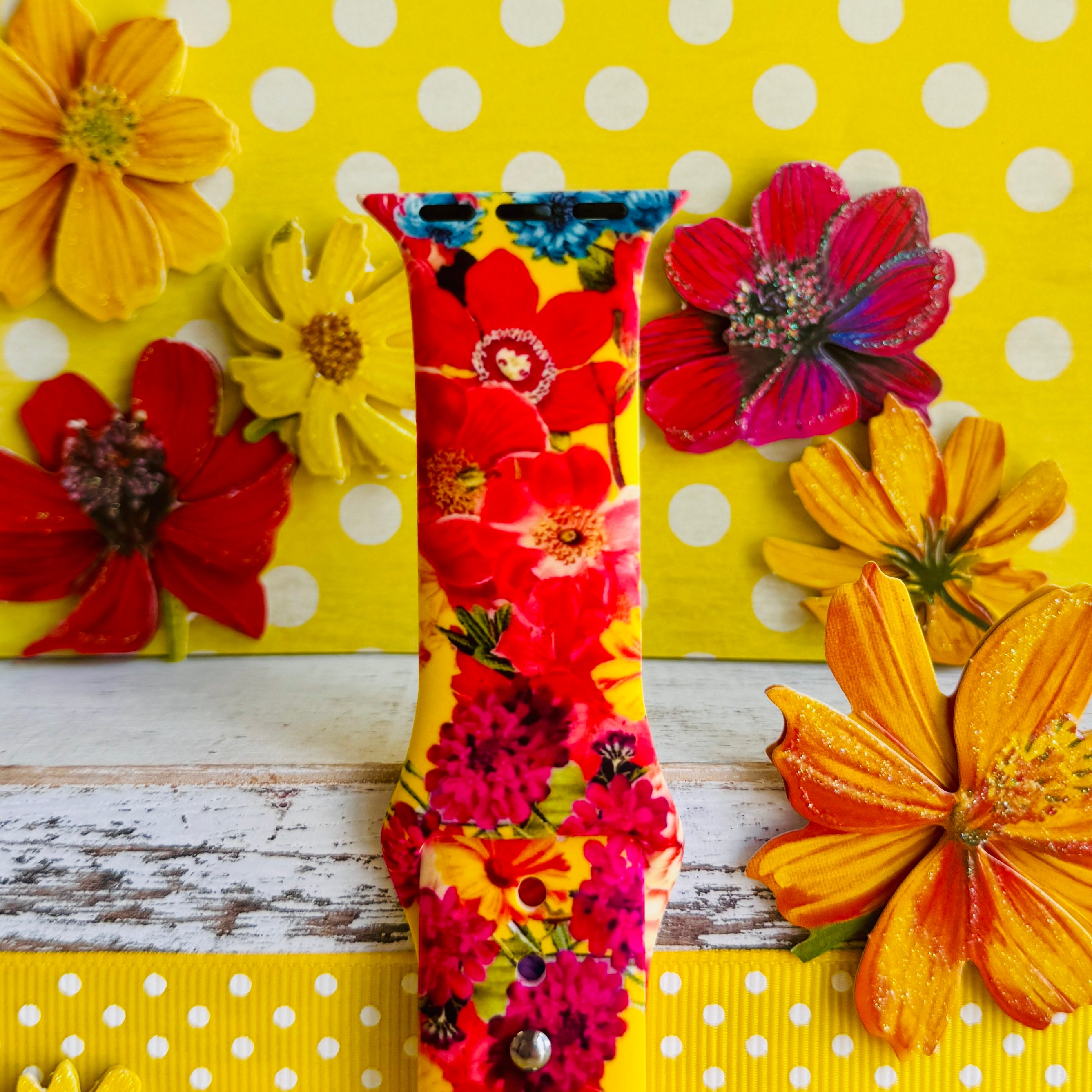 Color Me Floral Print Silicone Band For Apple Watch