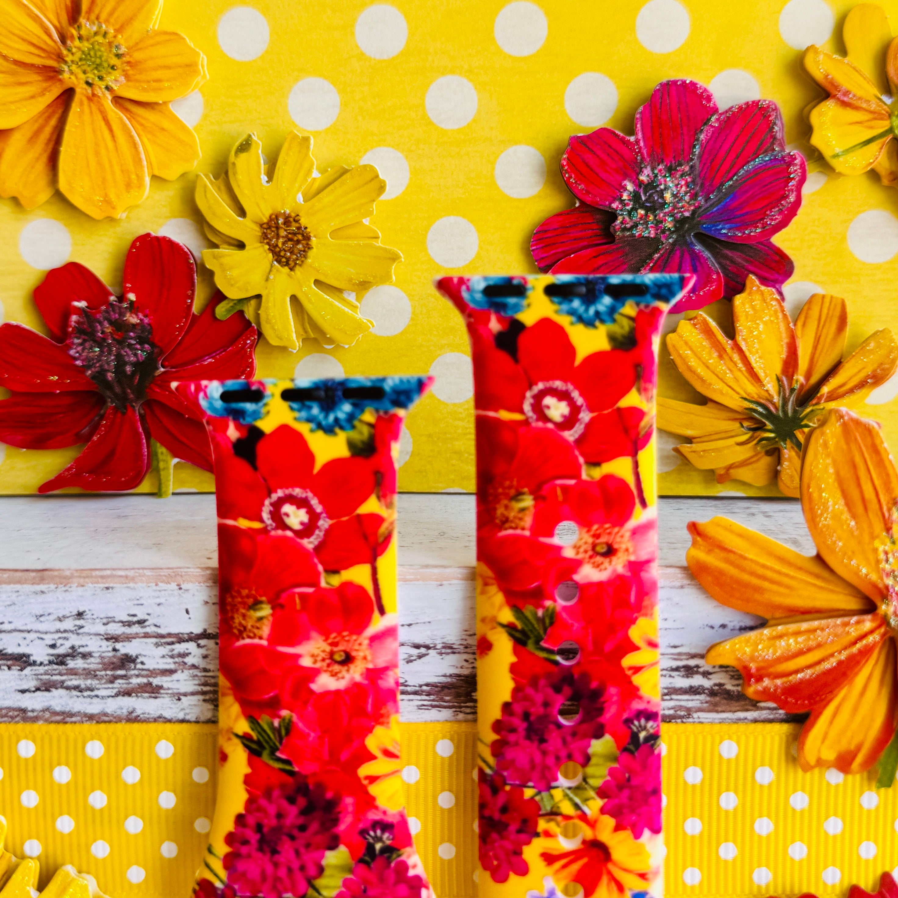 Color Me Floral Print Silicone Band For Apple Watch