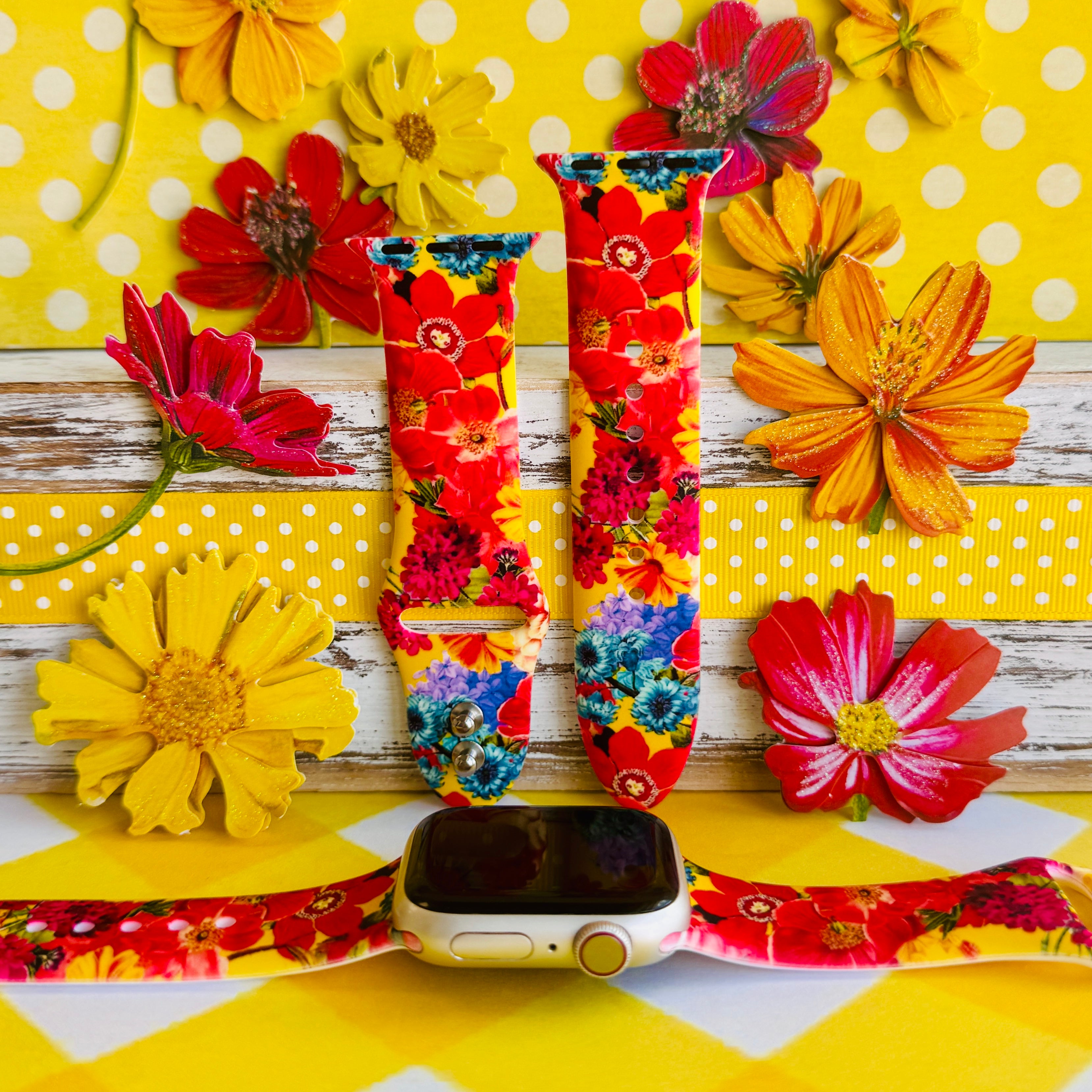 Color Me Floral Print Silicone Band For Apple Watch