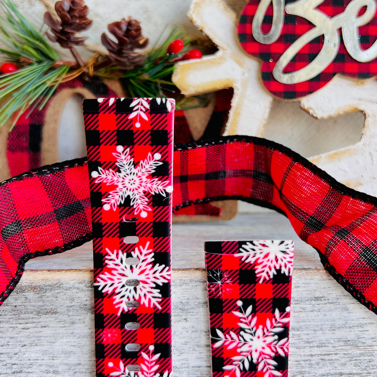 Buffalo Plaid Snowflake Print Silicone Band For Fitbit Versa 3/4/Sense