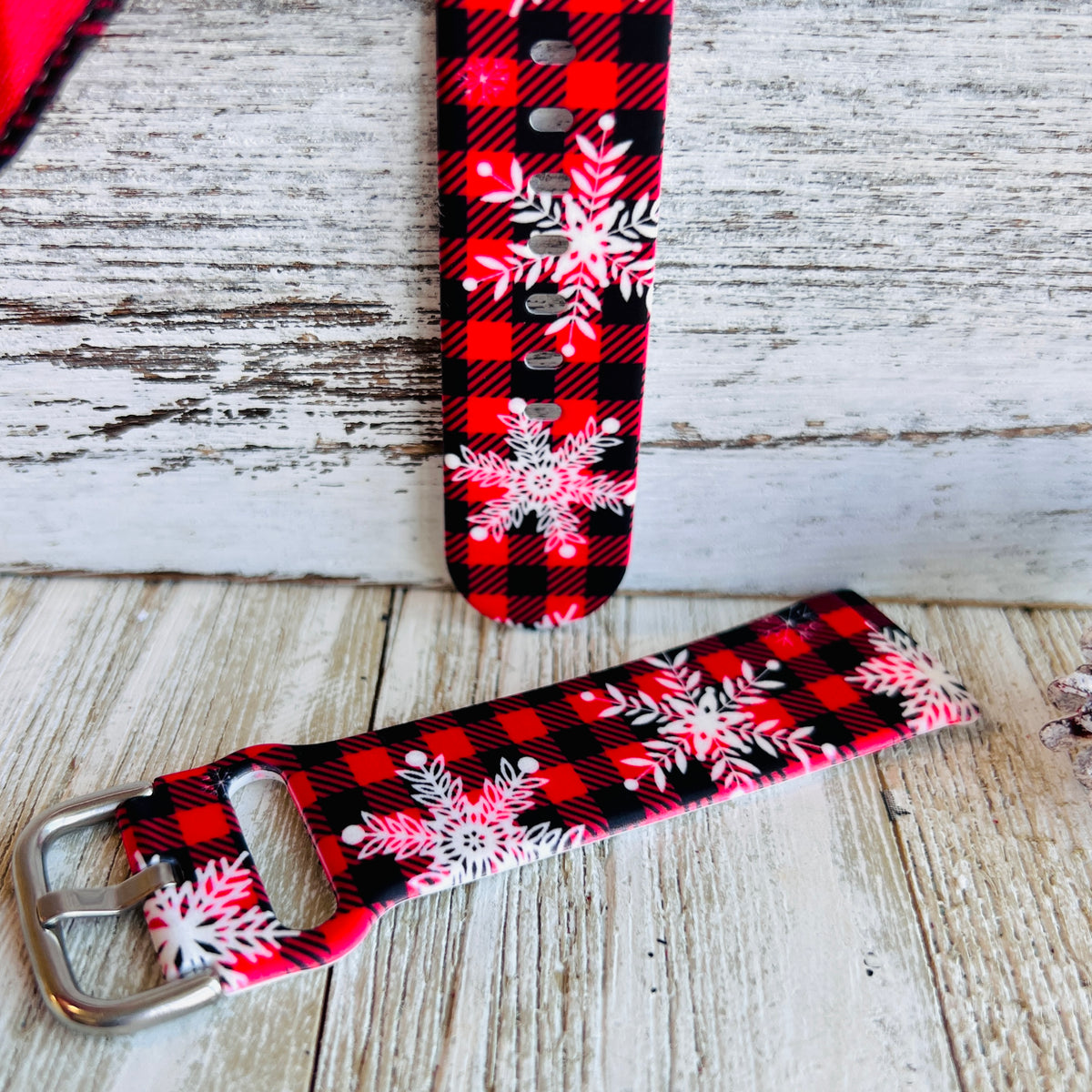 Buffalo Plaid Snowflake Print Silicone Band For Fitbit Versa 3/4/Sense