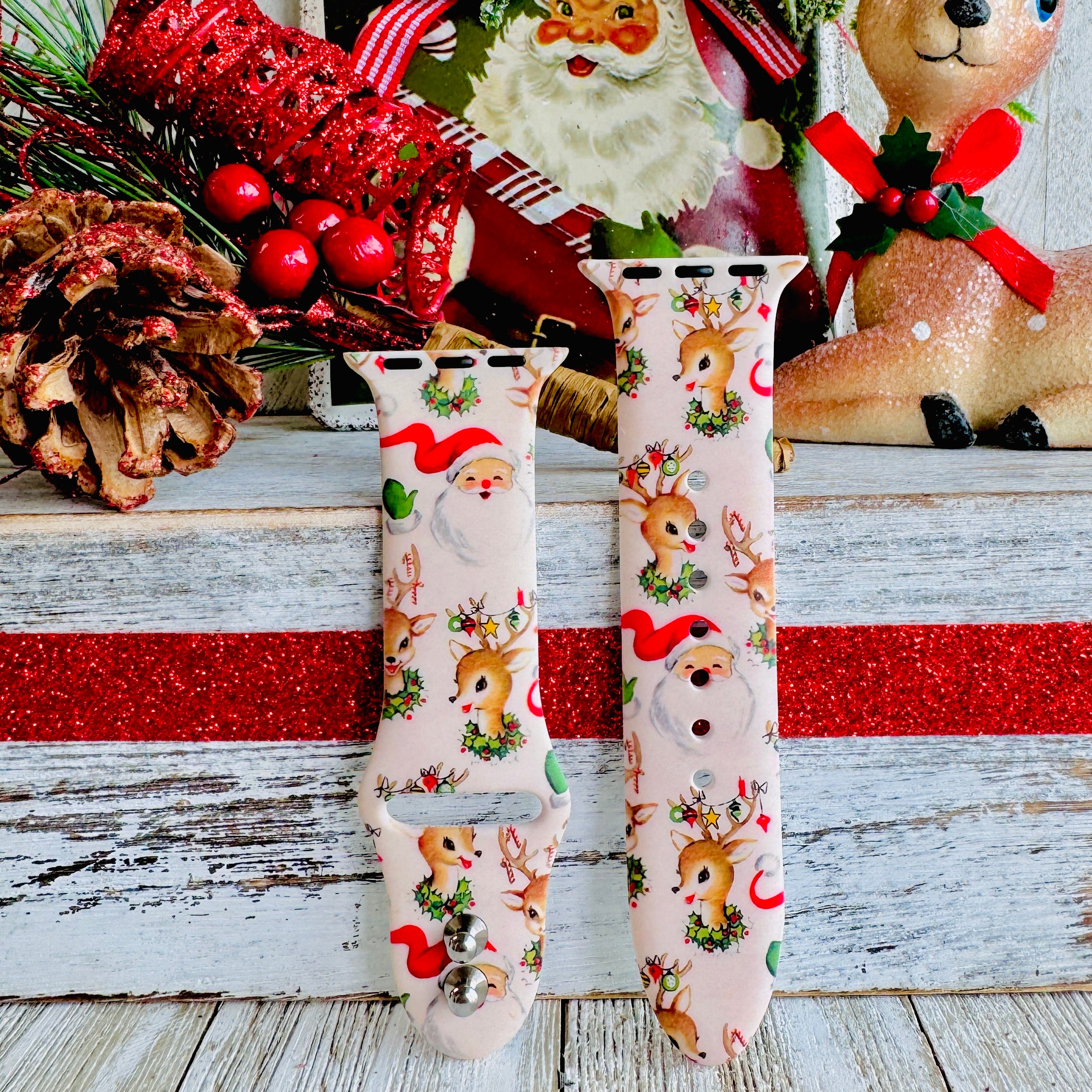 apple watch band vintage christmas – quick-swap connectors, s/m and m/l sizes