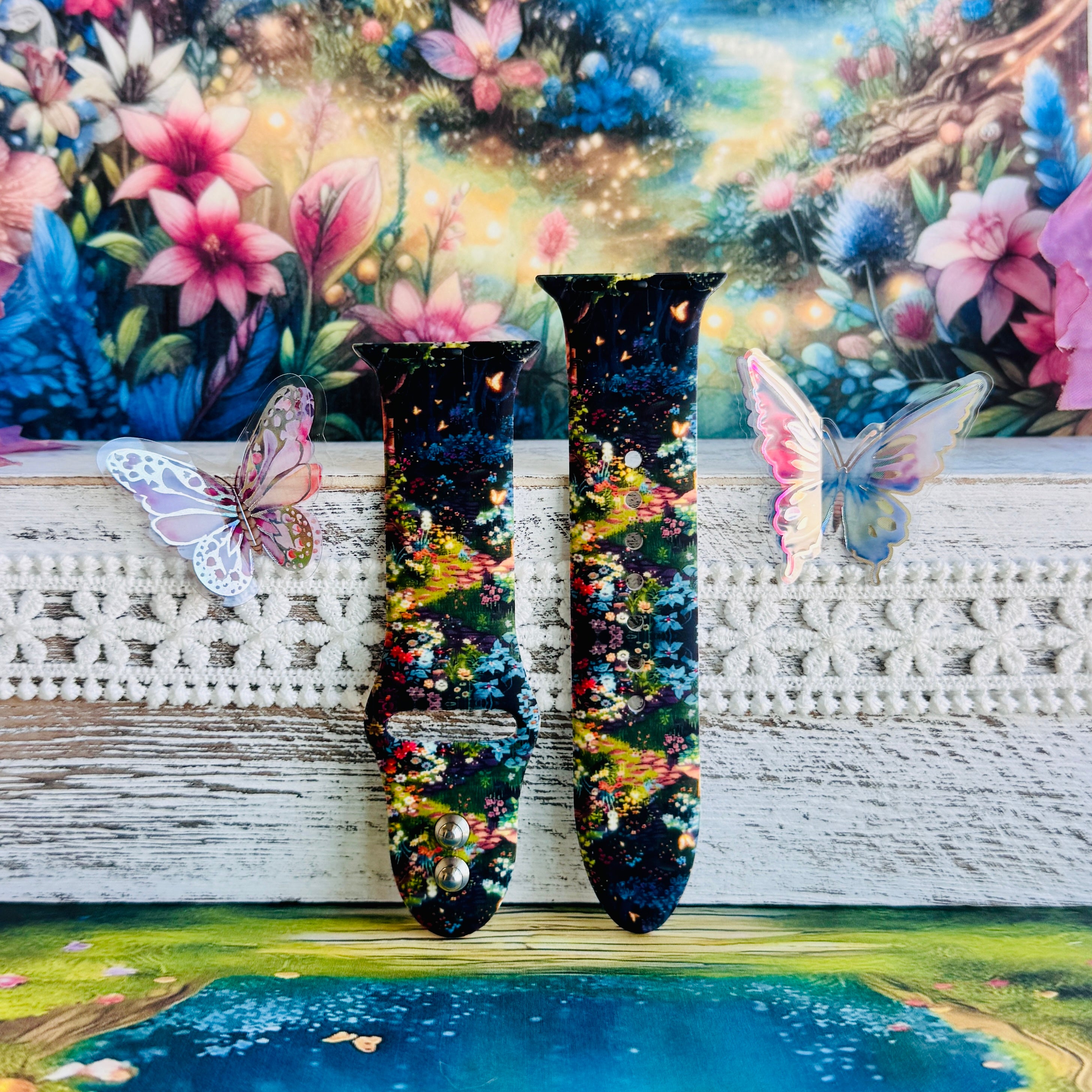 Mystic Garden Print Silicone Band For Apple Watch ù Mystic Garden ù Silicone Band for Apple Watch ùš Step into the shimmer.