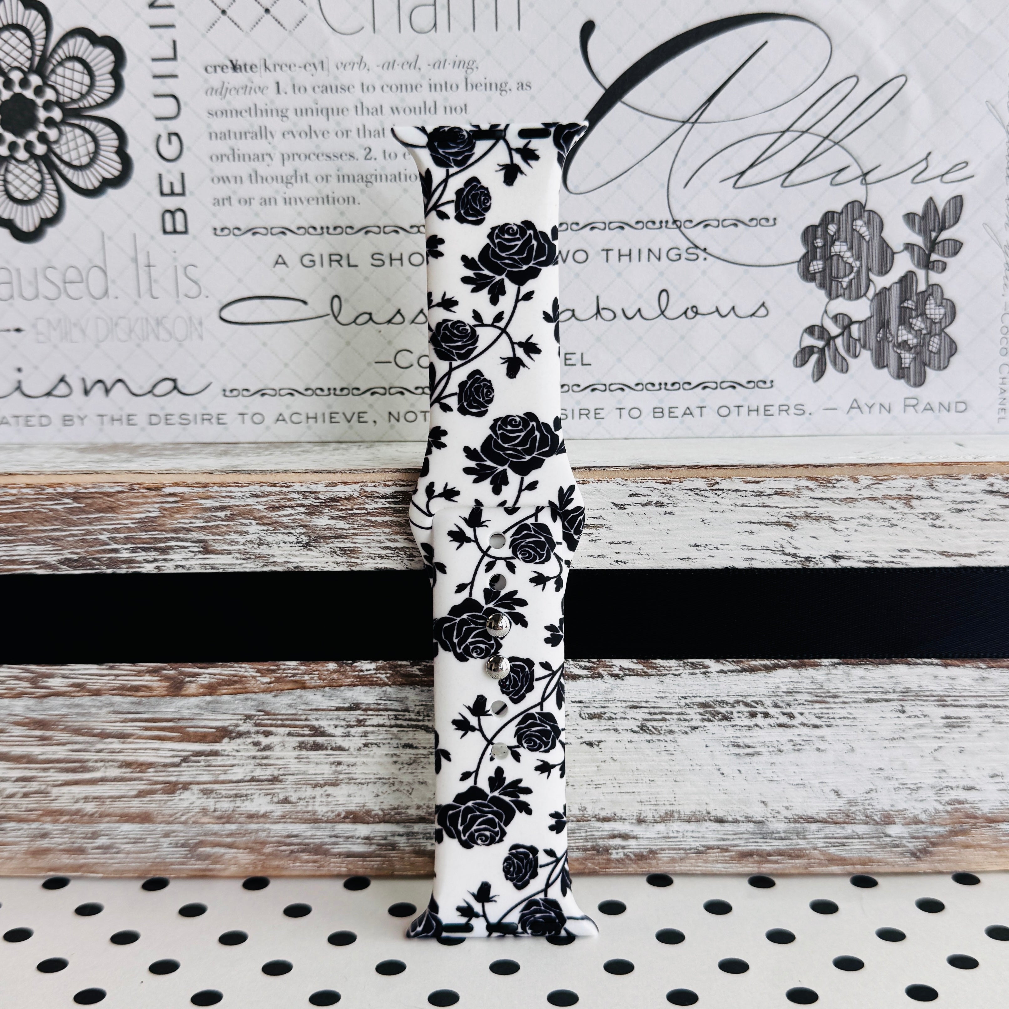 Midnight Bloom Print Silicone Band For Apple Watch