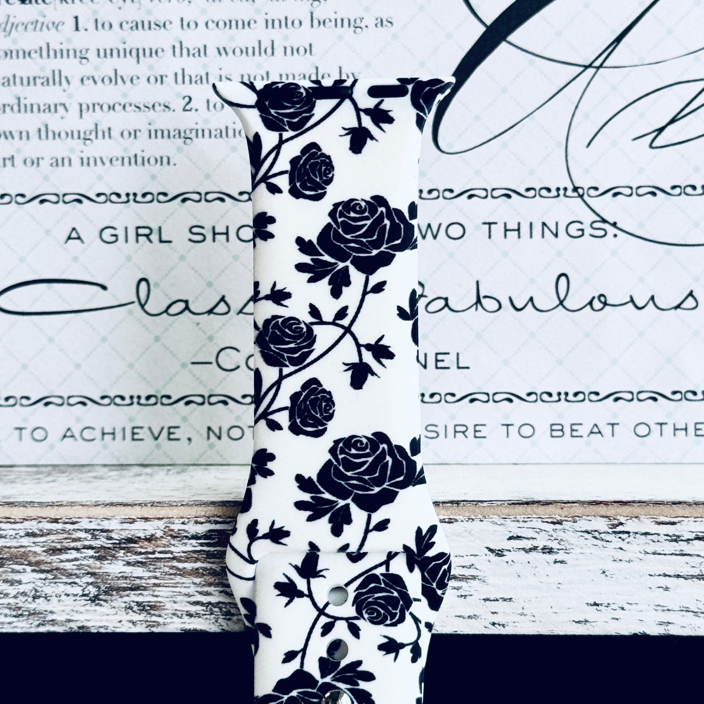 Midnight Bloom Print Silicone Band For Apple Watch