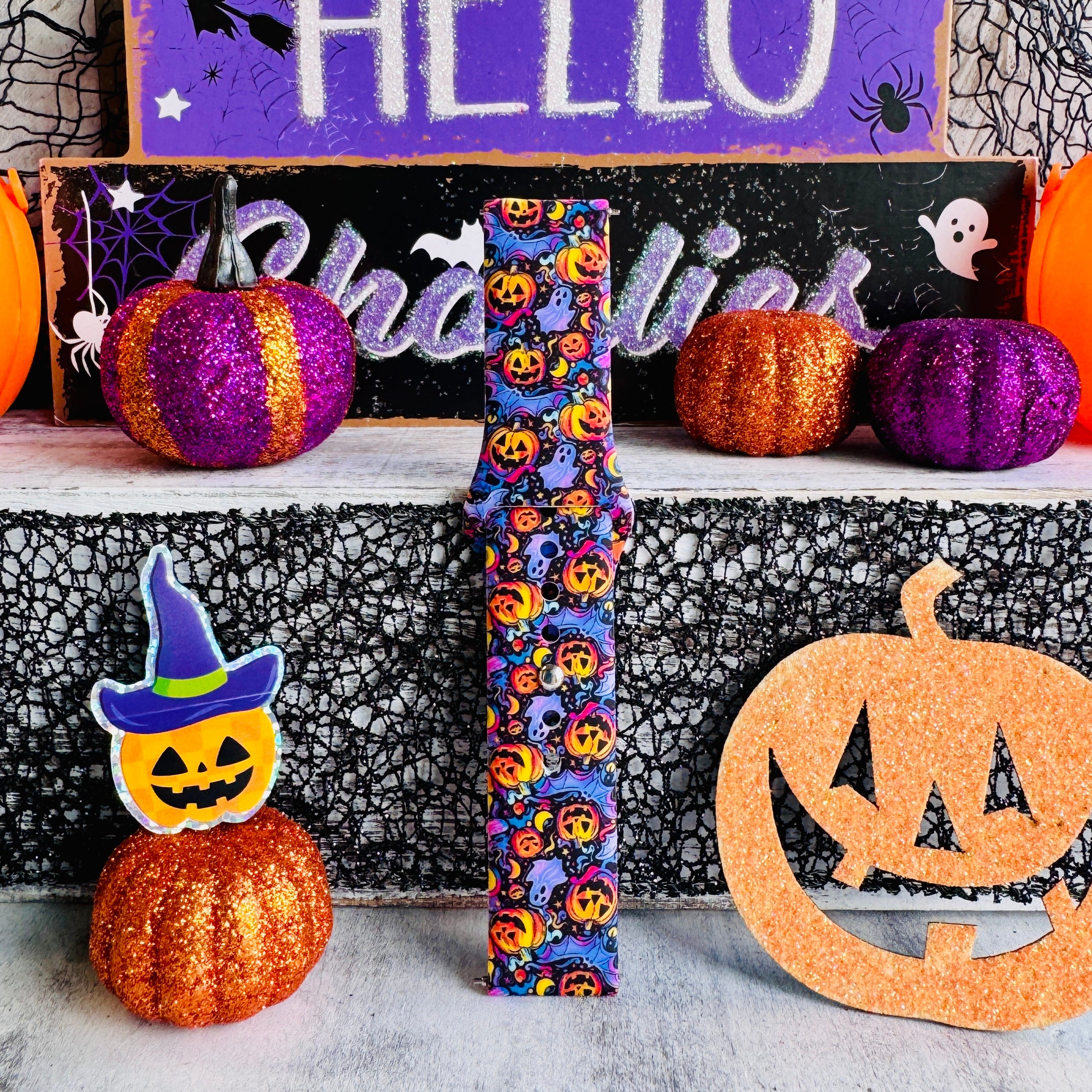 halloween silicone watch band for samsung watch black background