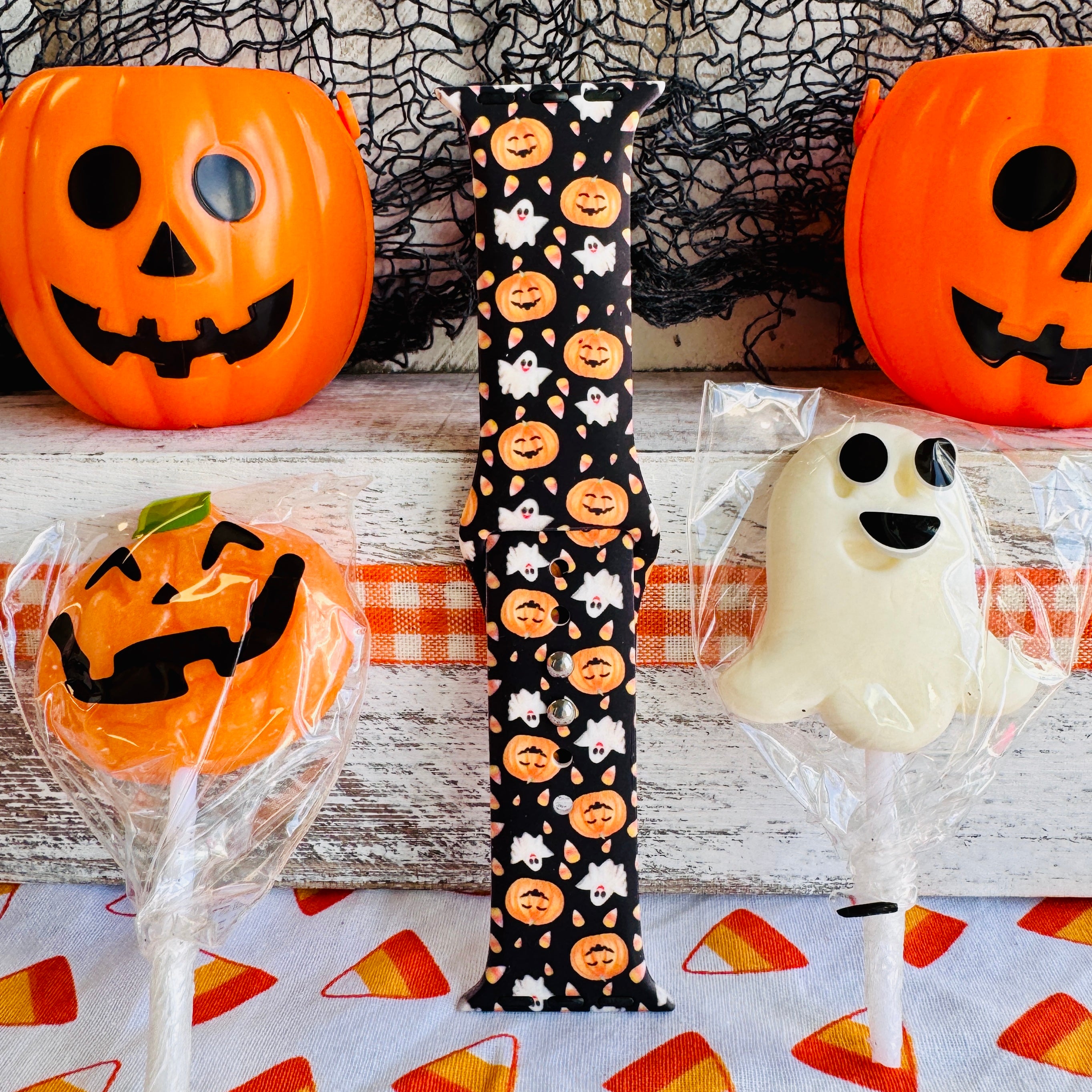 washable silicone apple watch band – spooky-cute halloween motif, soft-touch finish