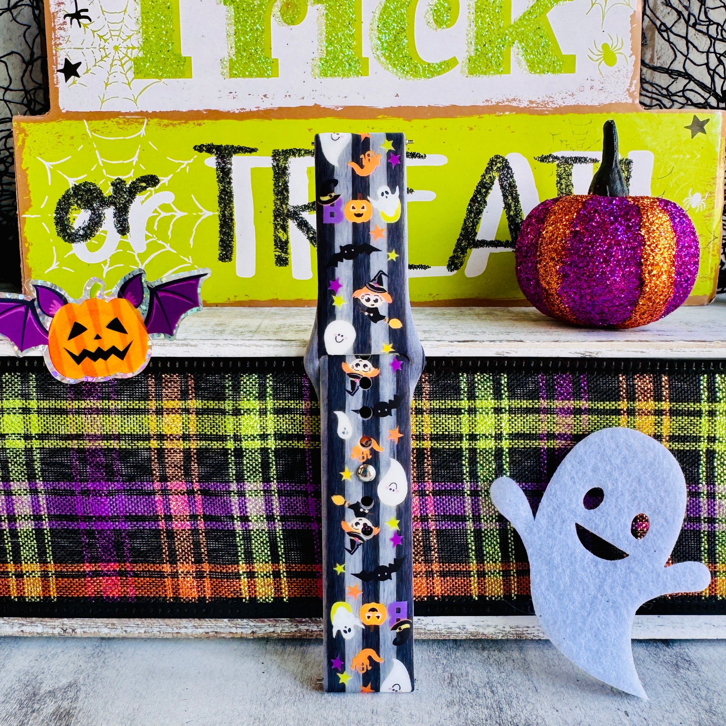 black silicone watch band halloween icons for samsung watch