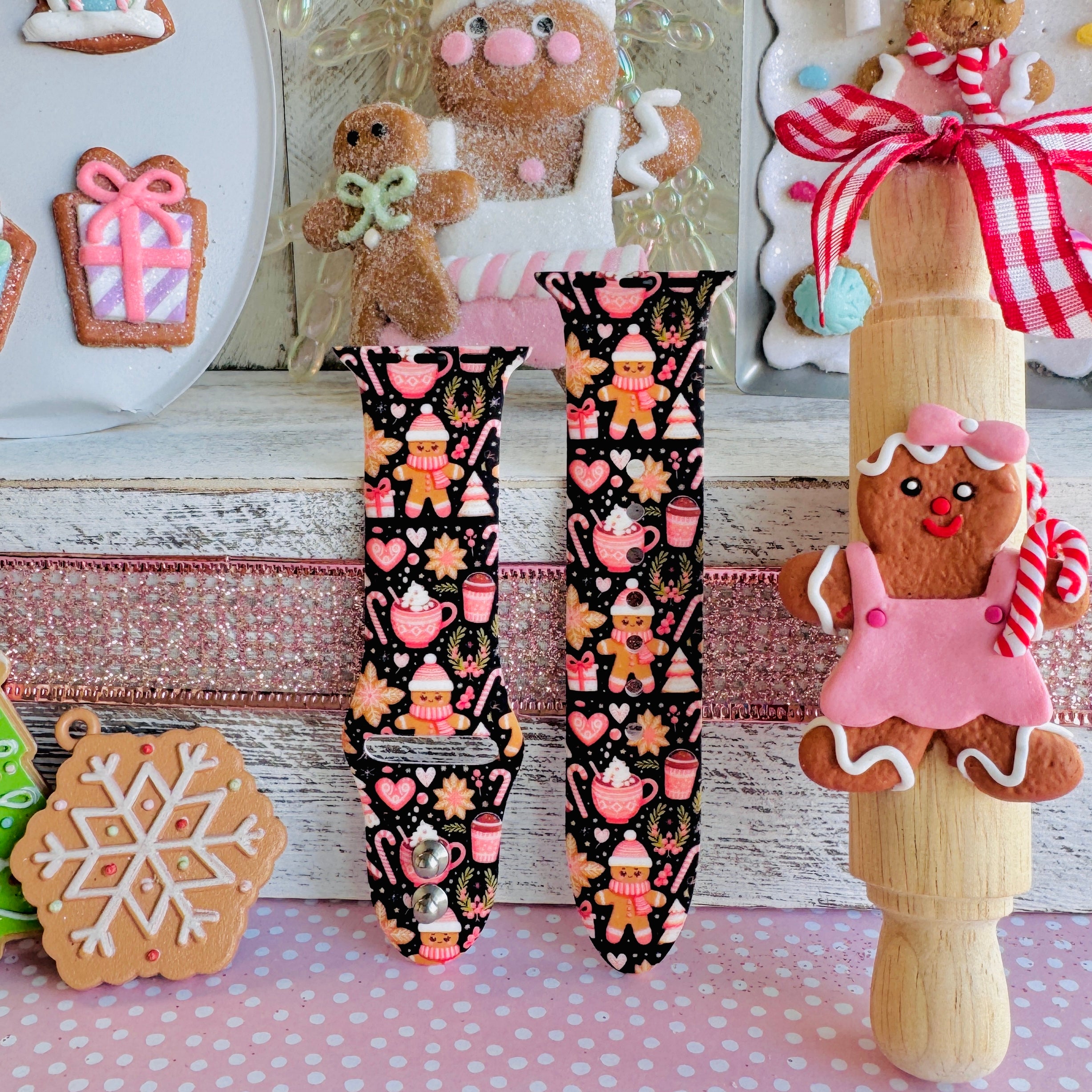 apple watch band merry mugs & ginger hugs – quick-swap connectors s/m and m/l