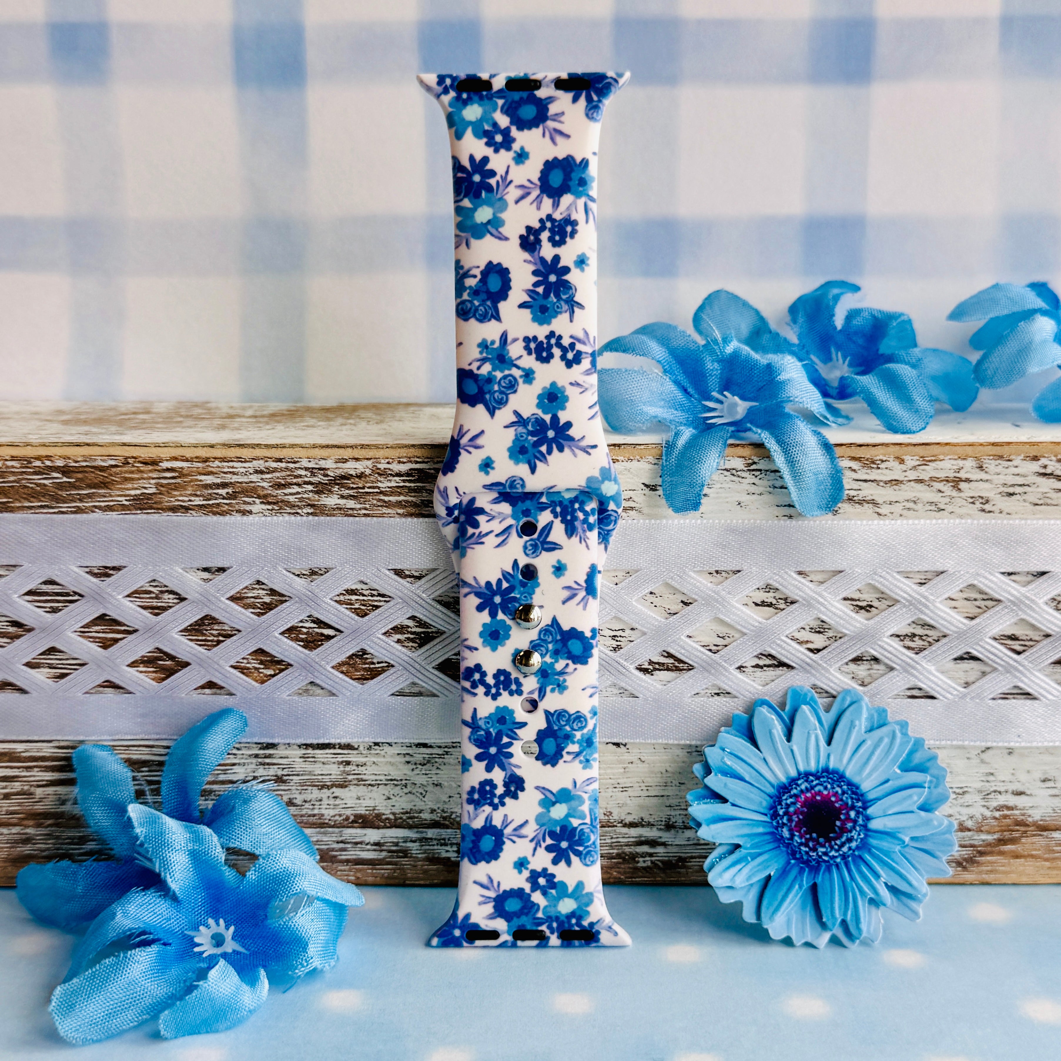 Cottage Blooms Print Silicone Band For Apple Watch
