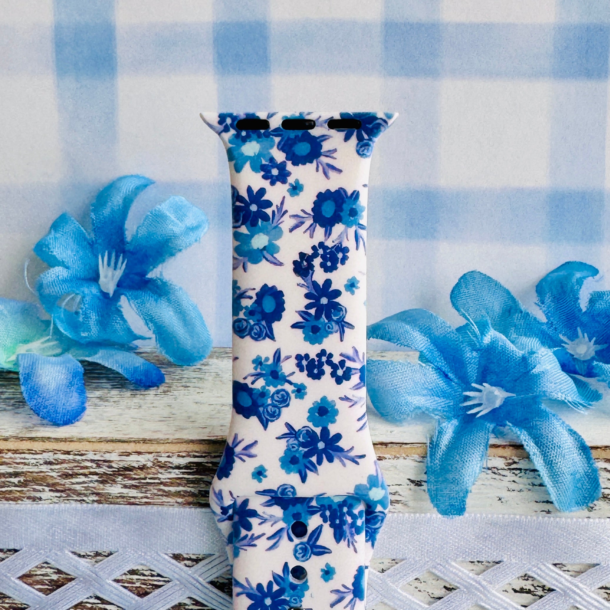 Cottage Blooms Print Silicone Band For Apple Watch