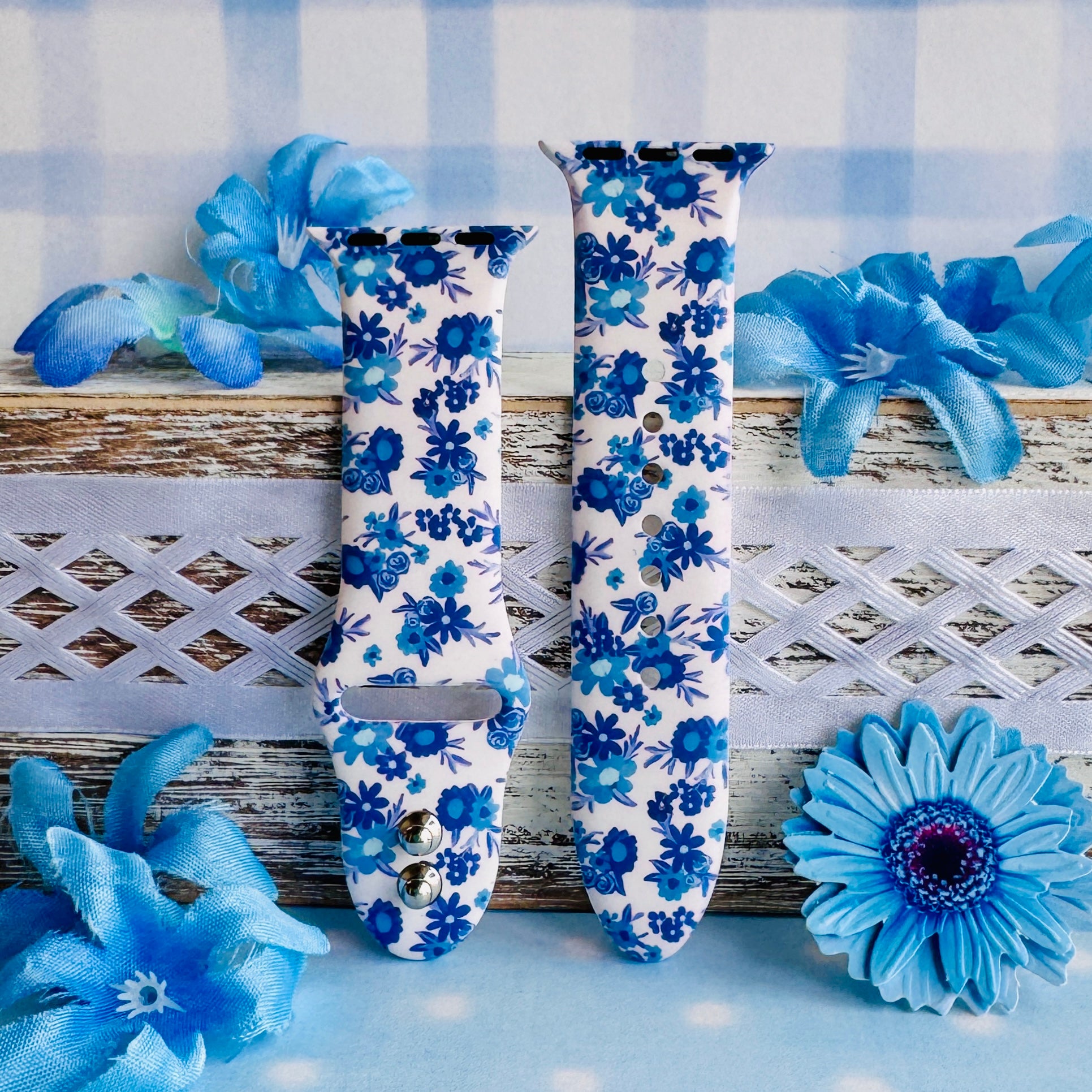 Cottage Blooms Print Silicone Band For Apple Watch