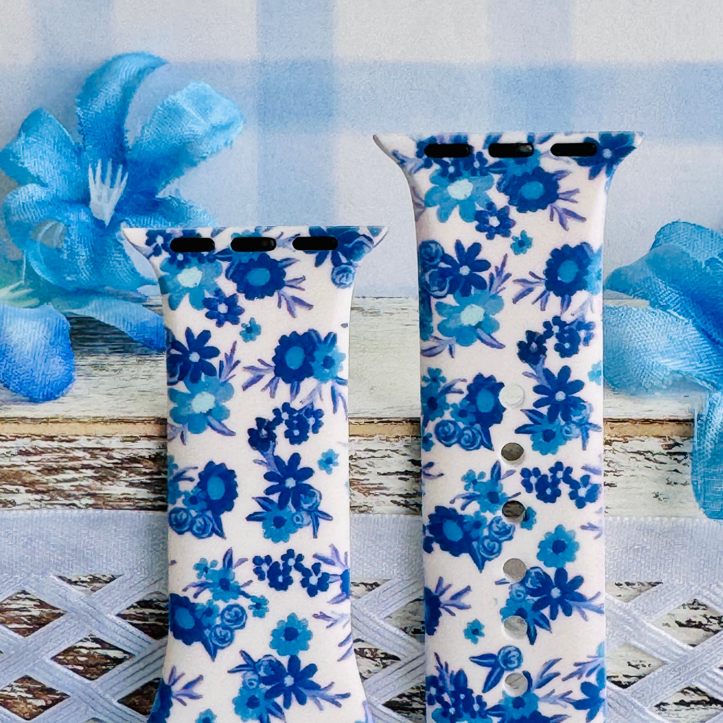 Cottage Blooms Print Silicone Band For Apple Watch