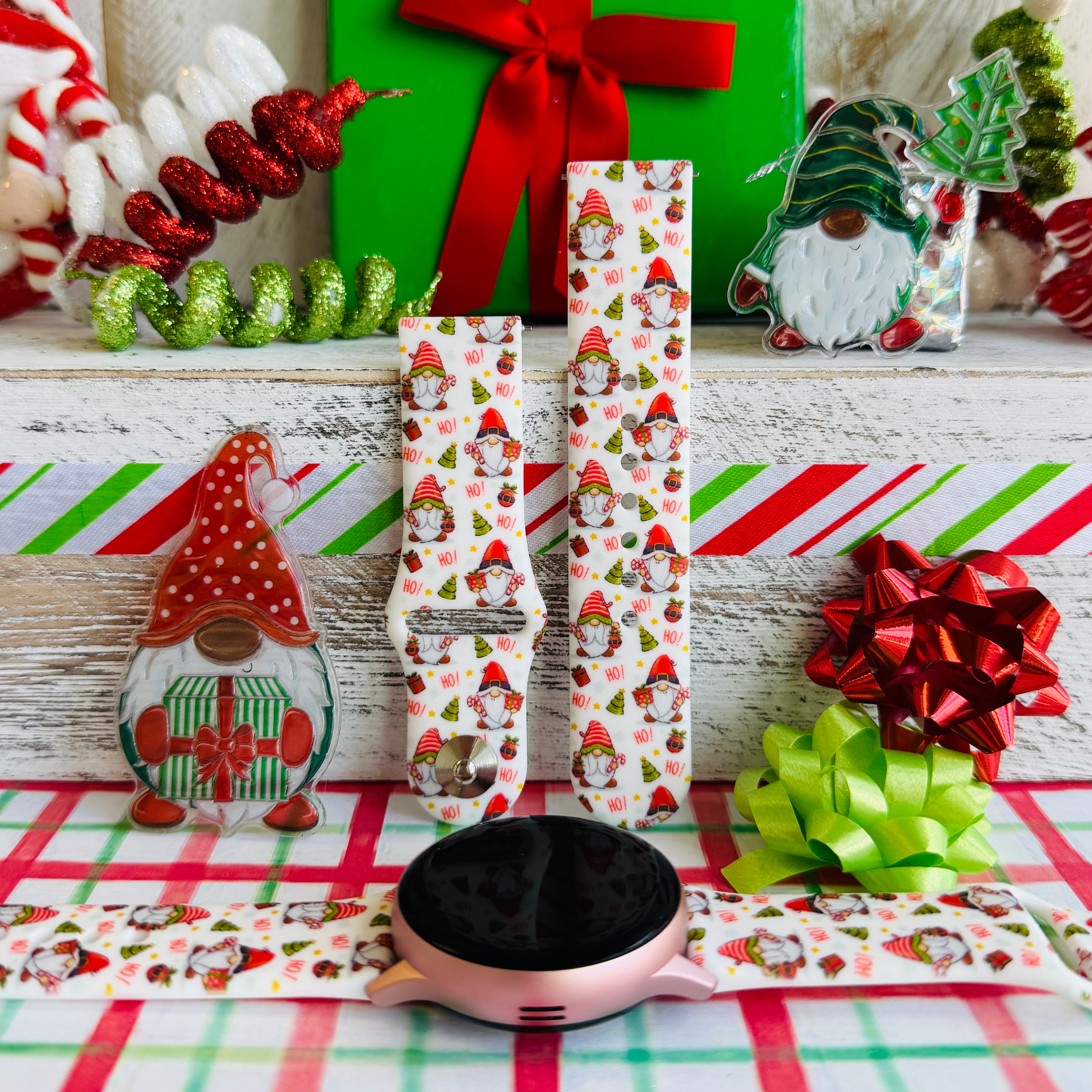 ho ho gnome samsung galaxy watch band 20mm silicone holiday print