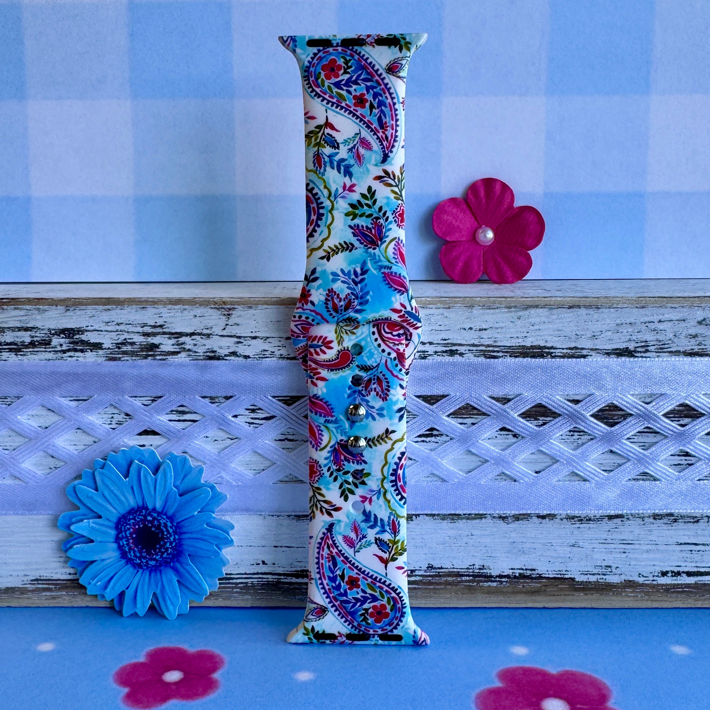 Boho-Paisley Breeze Print Silicone Band For Apple Watch