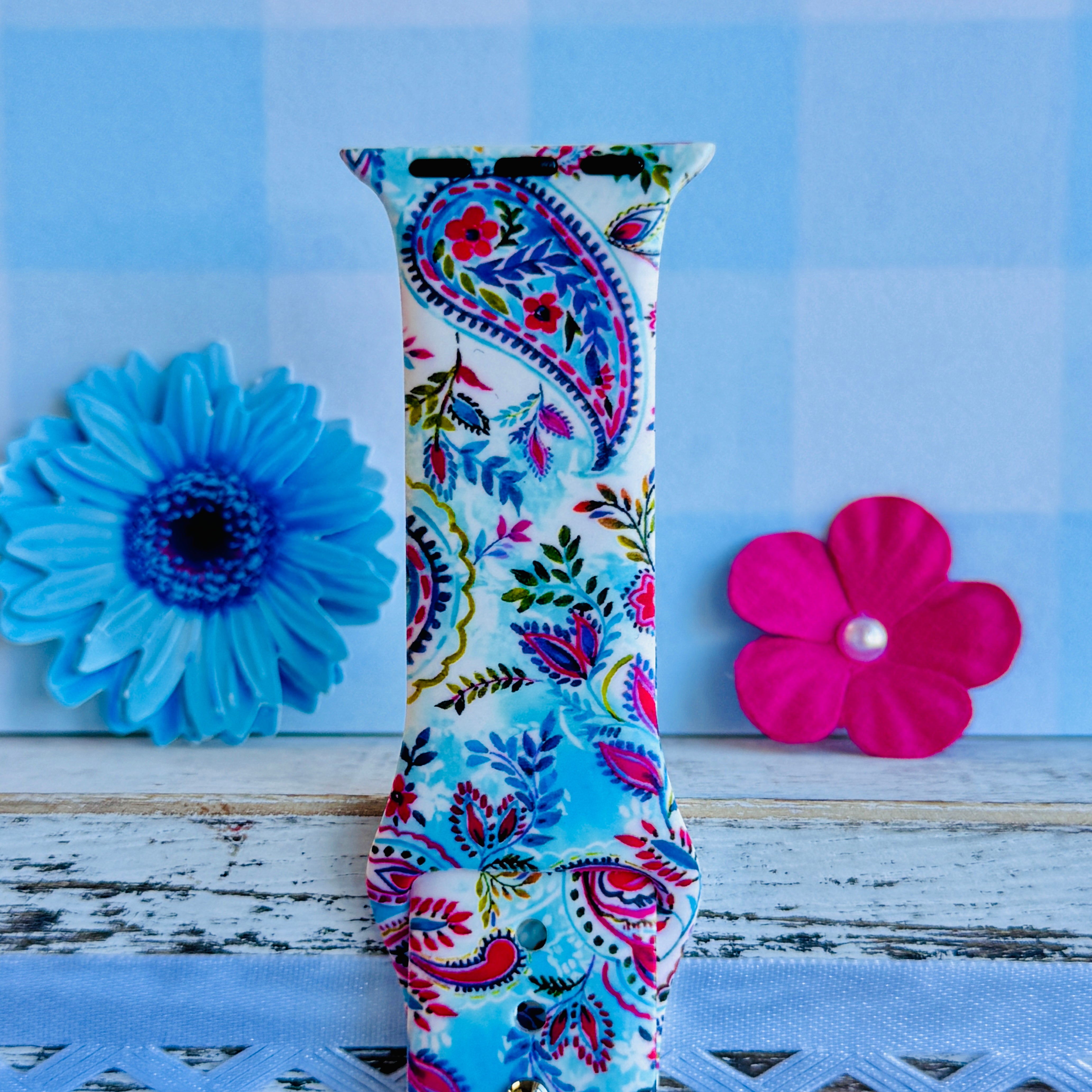 Boho-Paisley Breeze Print Silicone Band For Apple Watch