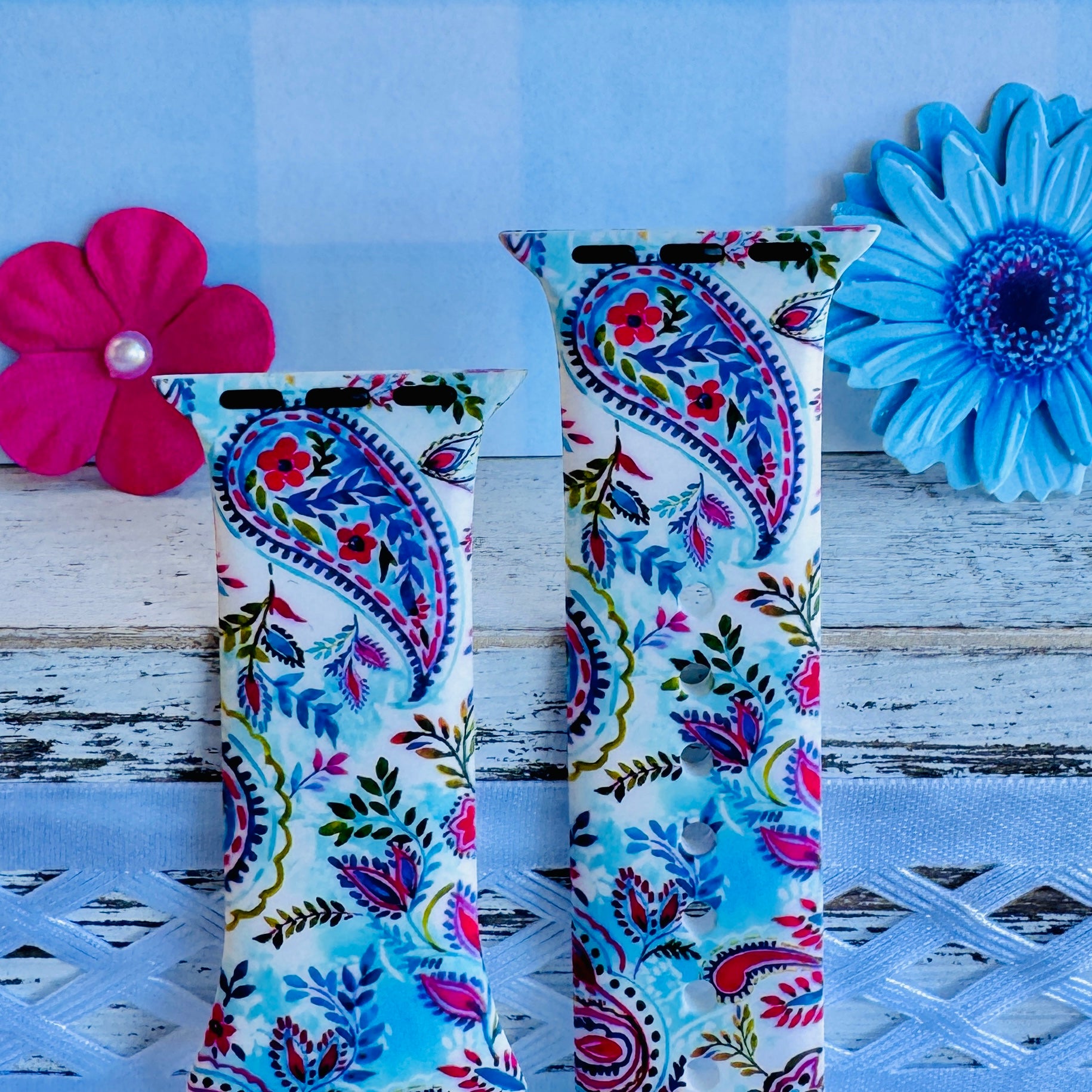 Boho-Paisley Breeze Print Silicone Band For Apple Watch