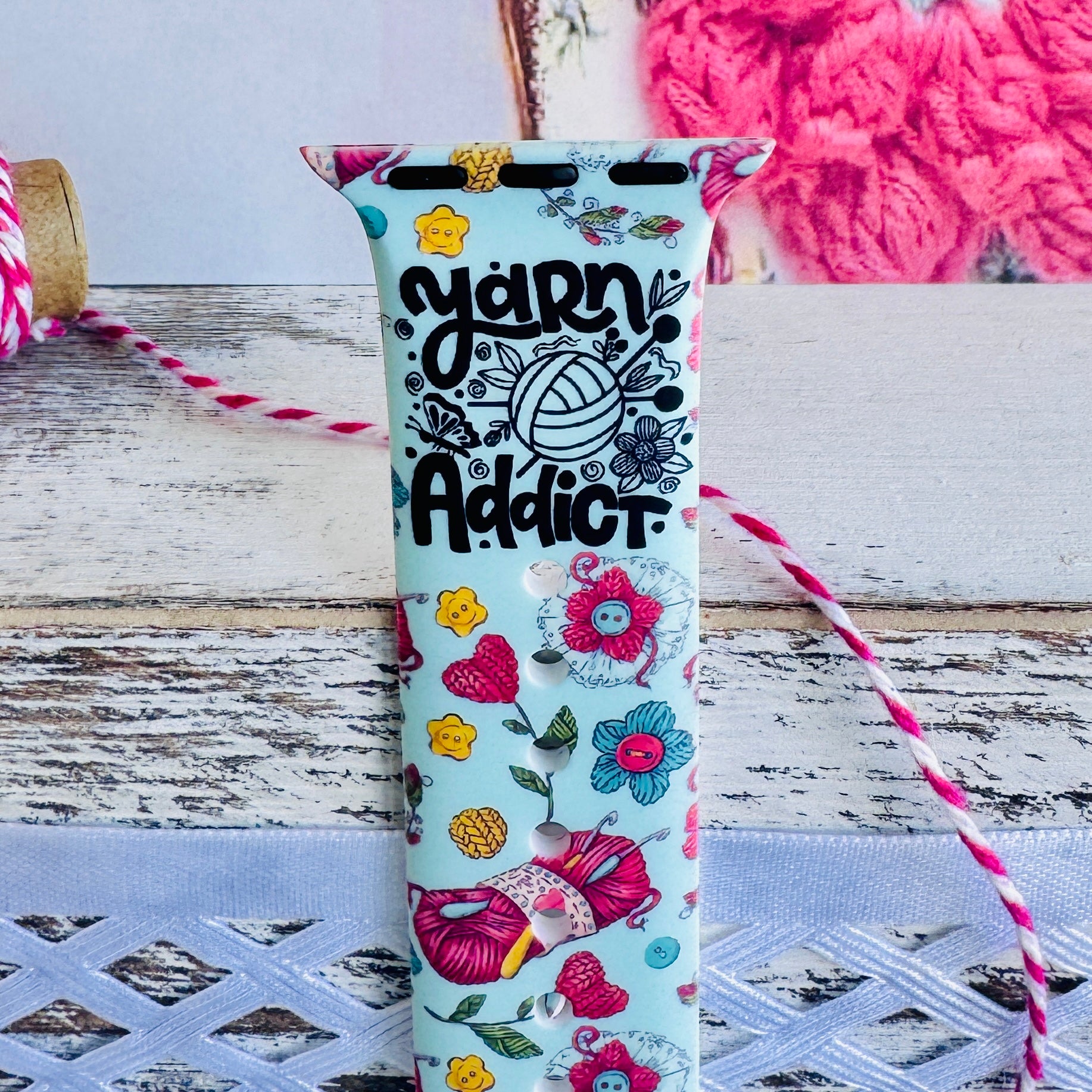 Yarn Addict Print Silicone Band For Apple Watch