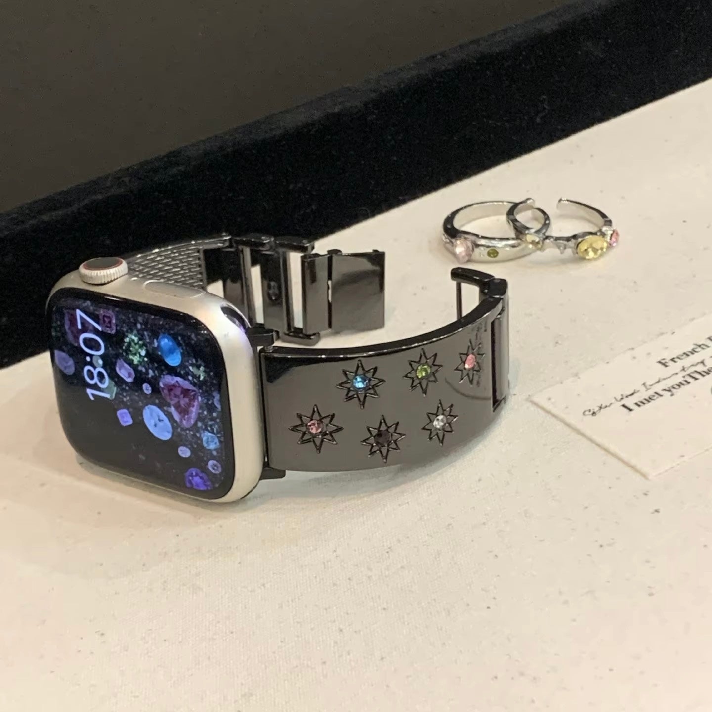 Starstruck Stainless Steel Link Band For Apple Watch Multiple Colors Available