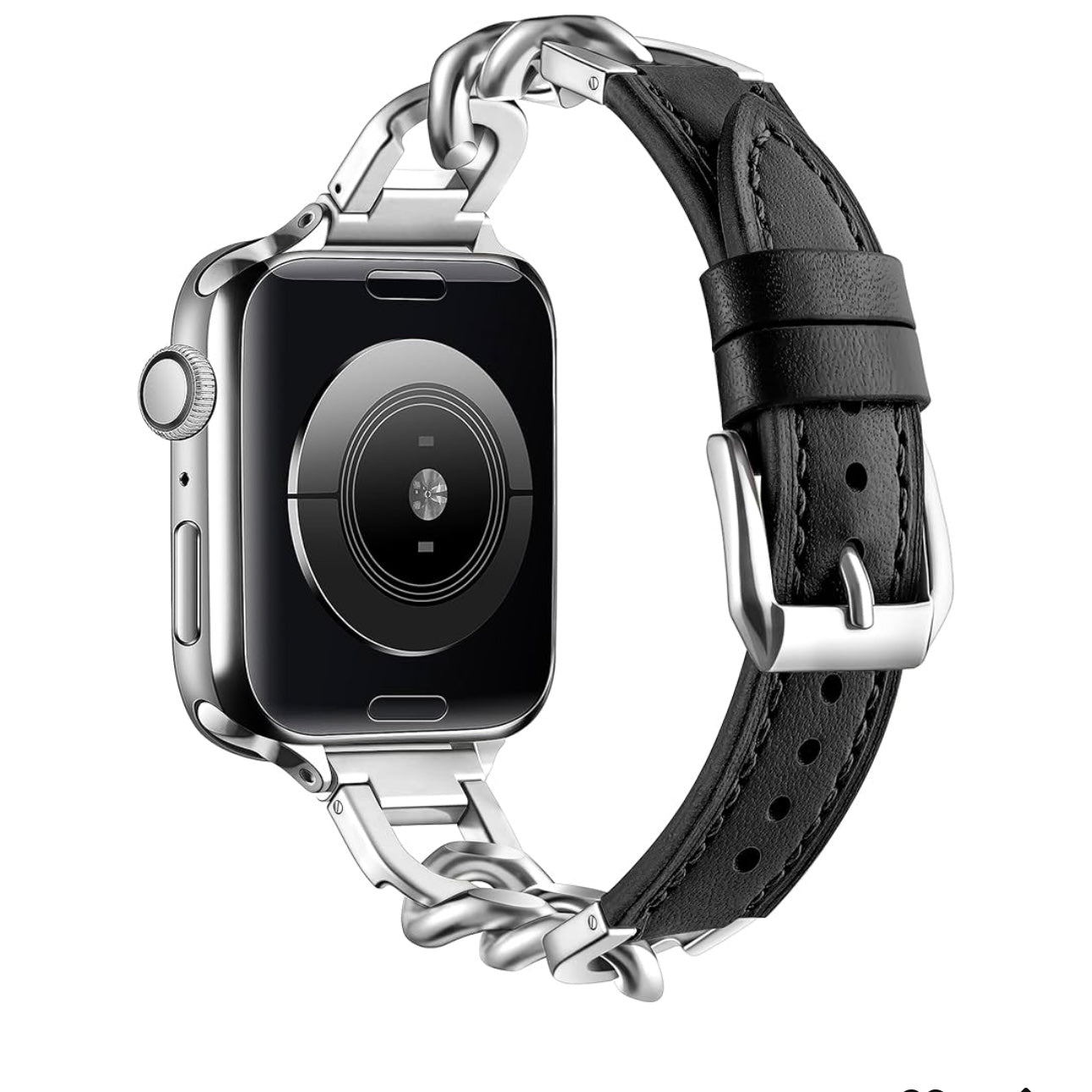 Chain Reaction Leather Steel Bracelet Band For Apple Watch Multiple Colors Available