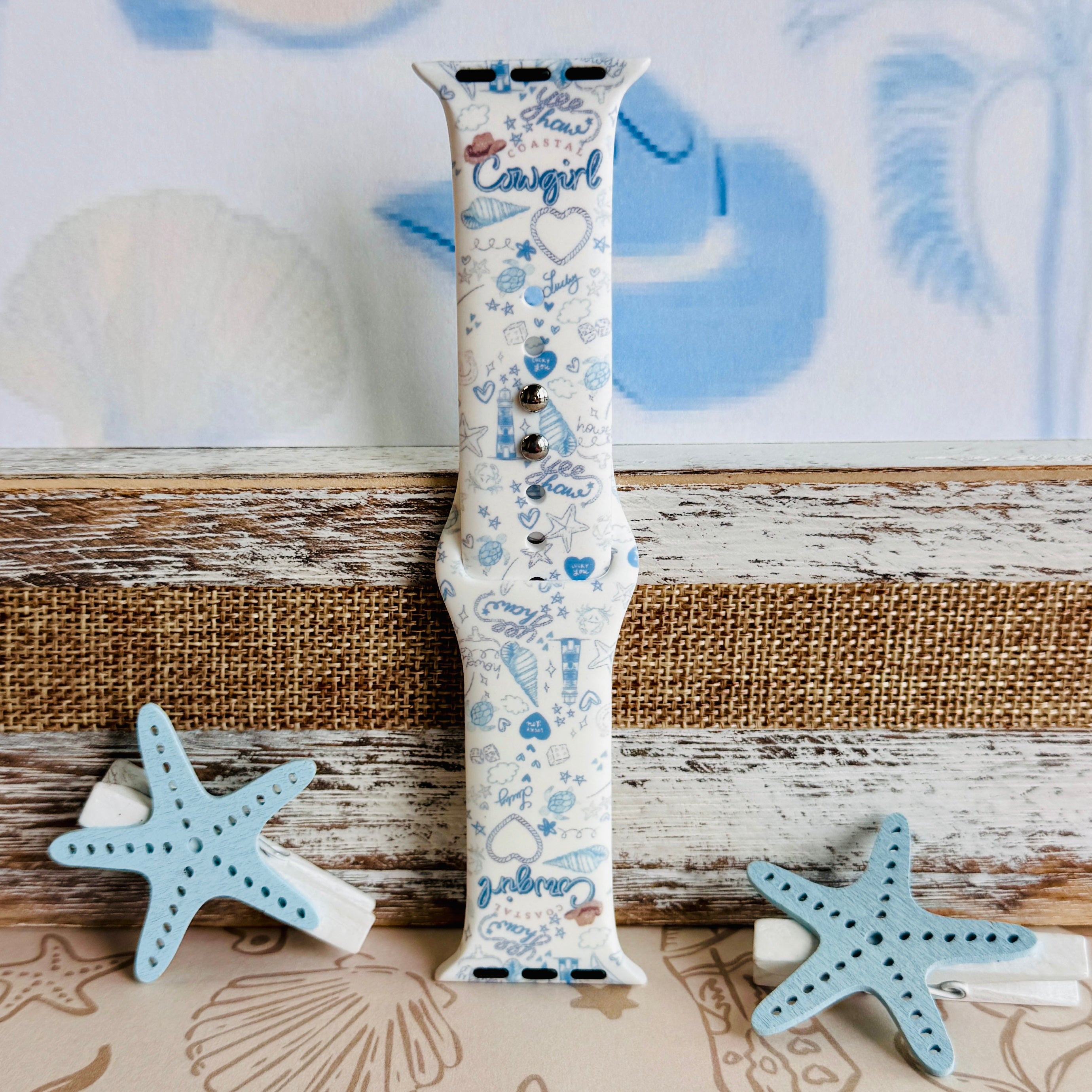 Coastal Cowgirl Print Silicone Band For Apple Watch