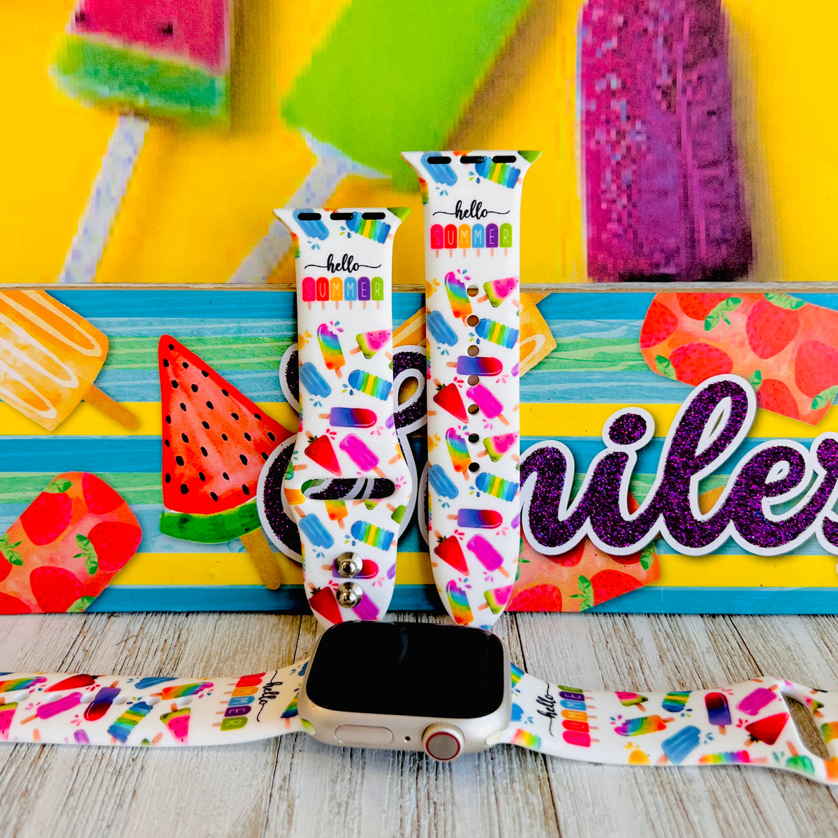 Sweet Summer Print Silicone Band For Apple Watch Fancy Bands