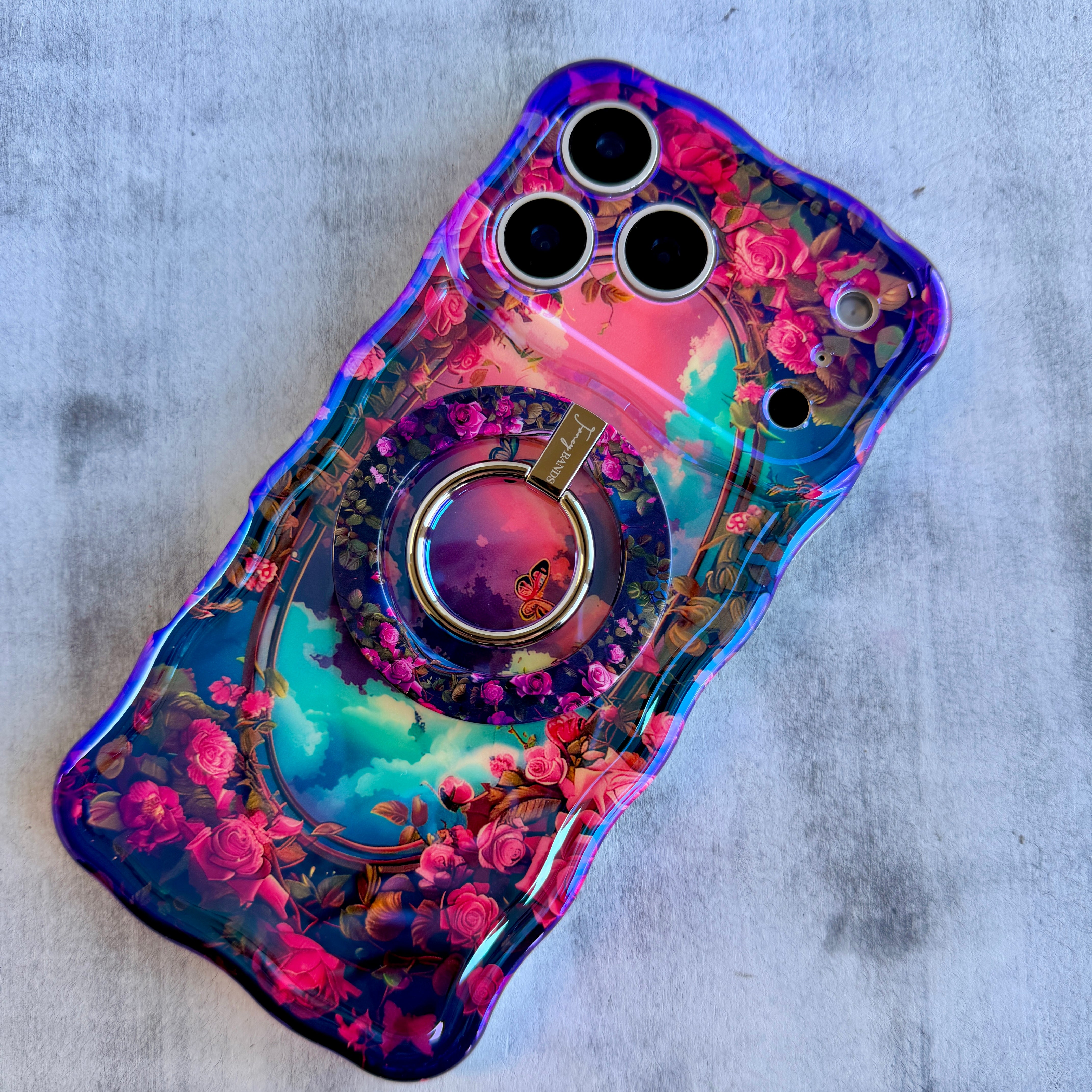 Enchanted Skies floral MagSafe phone grip ring matching the Enchanted Skies phone case pattern compatible with iPhone