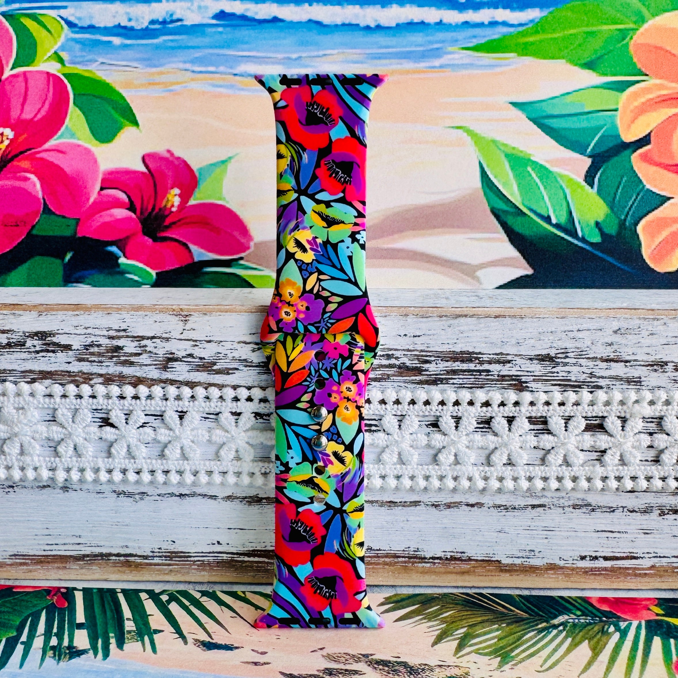 Electric Paradise Print Silicone Band For Apple Watch