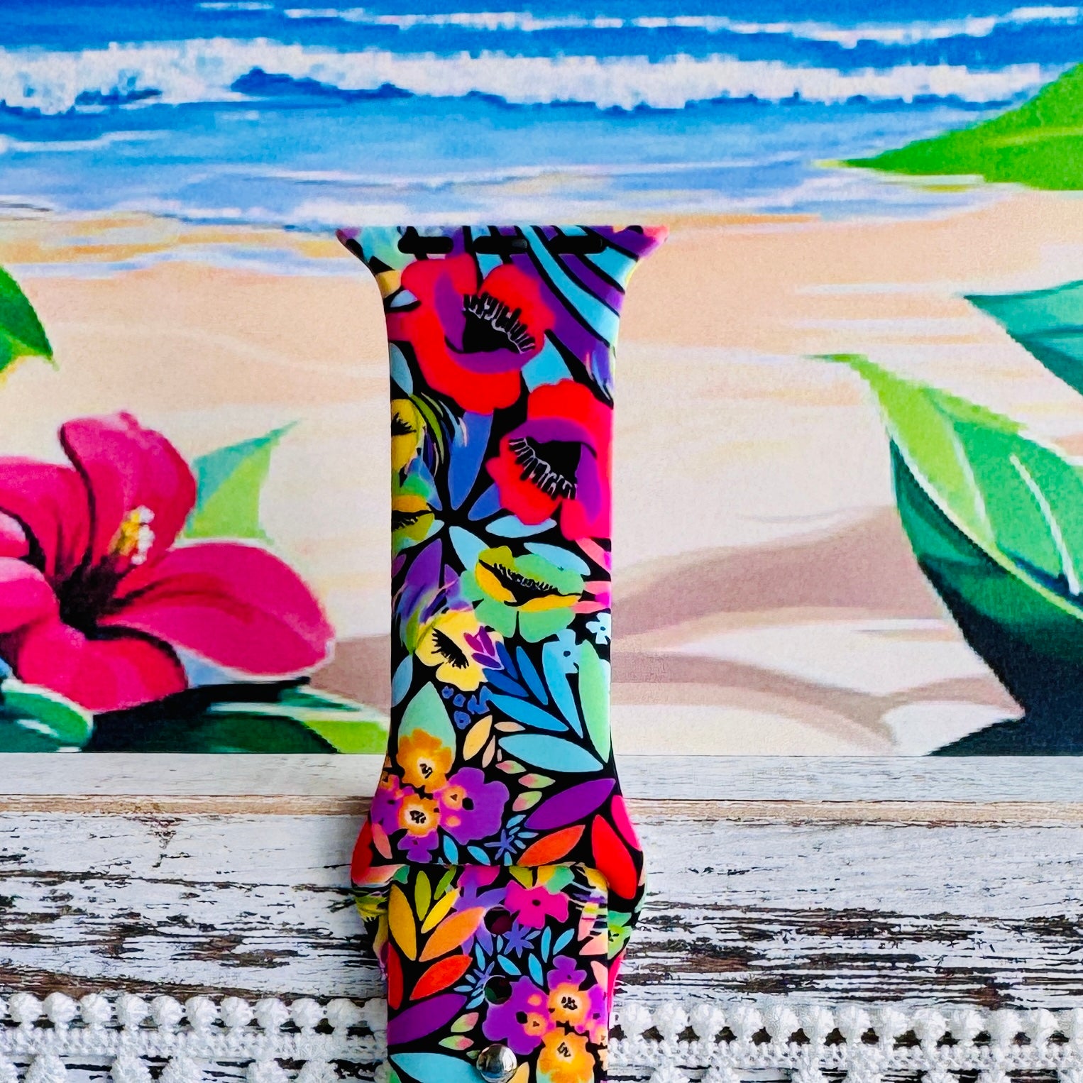 Electric Paradise Print Silicone Band For Apple Watch