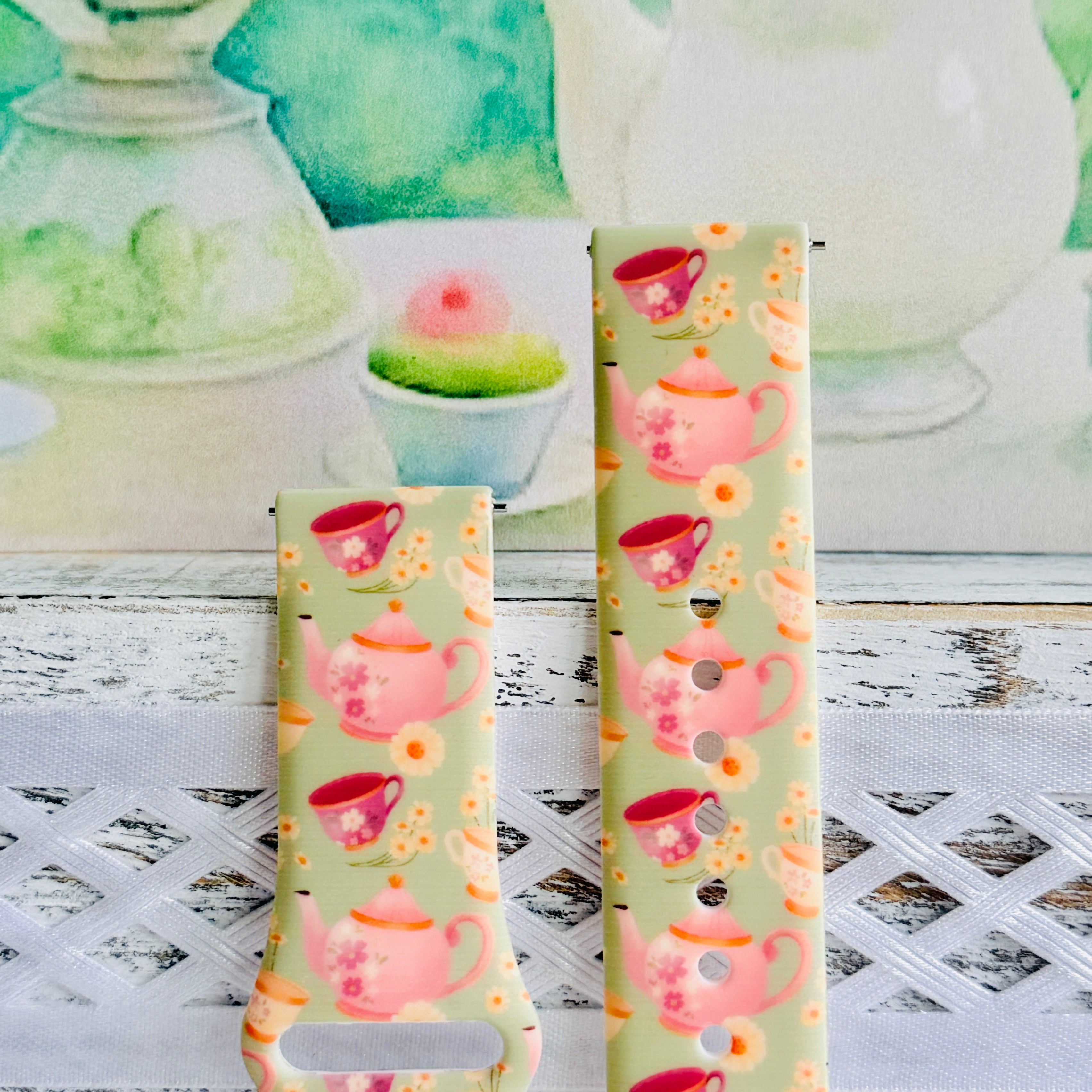 Tea Time Delight Print Silicone Band For Samsung Watch
