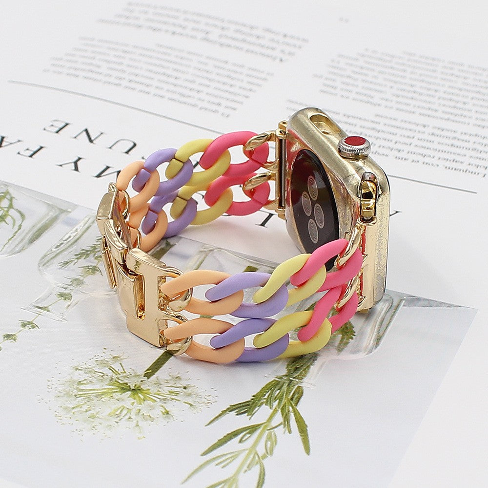 GlamourChain Resin Link Band For Apple Watch Multiple Colors Available — Lighter than stainless steel metal band.Unique light and slim design makes the watch strap thinner more flexible.You will ge...