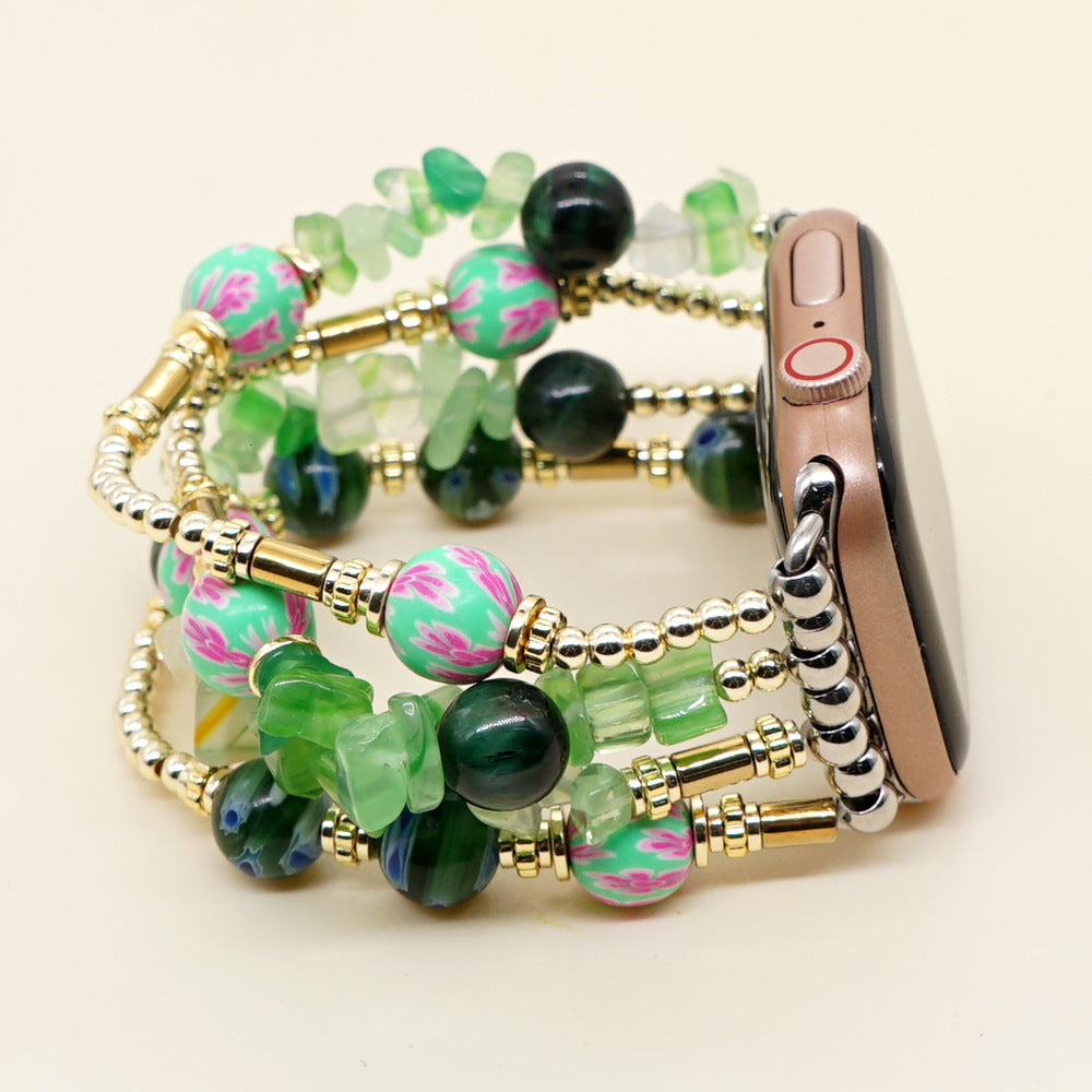 Pulsera Heishi de cuarzo de ágata para Apple Watch, varios estilos/colores disponibles