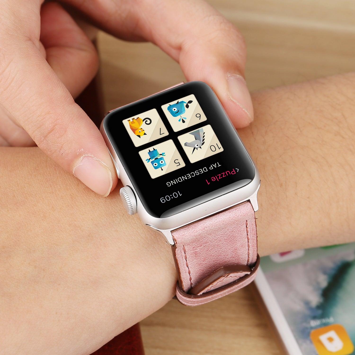 Cotton Candy Leather Soft Pink Band For Apple Watch - Fancy Bands