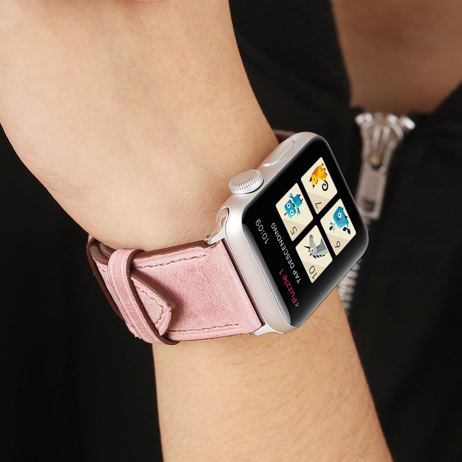 Cotton Candy Leather Soft Pink Band For Apple Watch - Fancy Bands