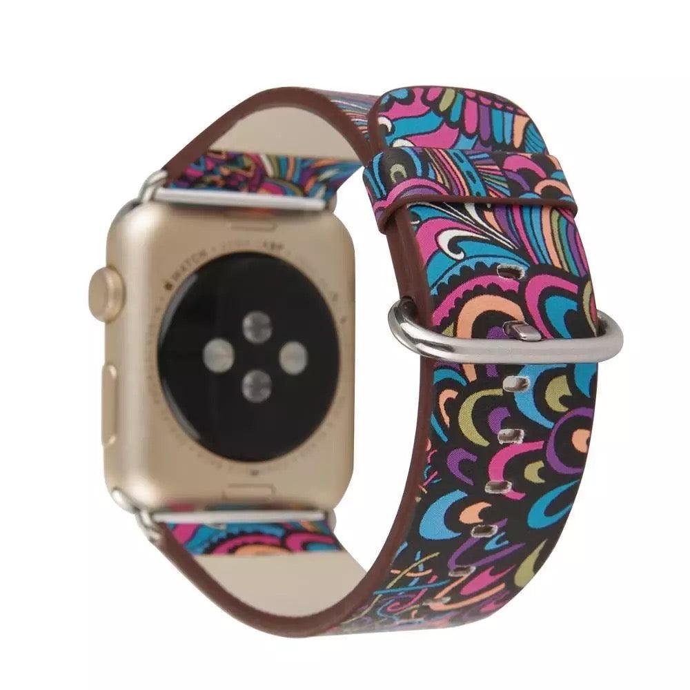 Fancy Paisley Print Leather Bands For Apple Watch Multiple Colors Available - Fancy Bands