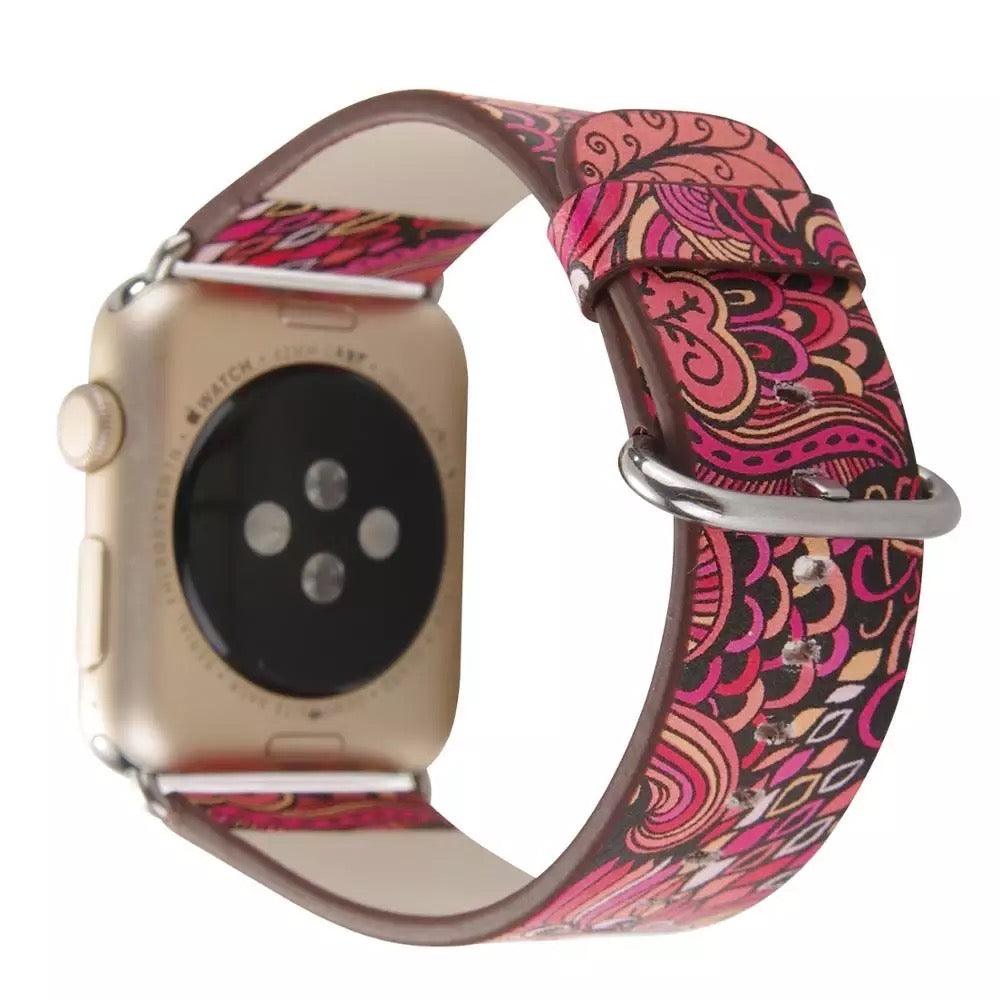 Fancy Paisley Print Leather Bands For Apple Watch Multiple Colors Available - Fancy Bands