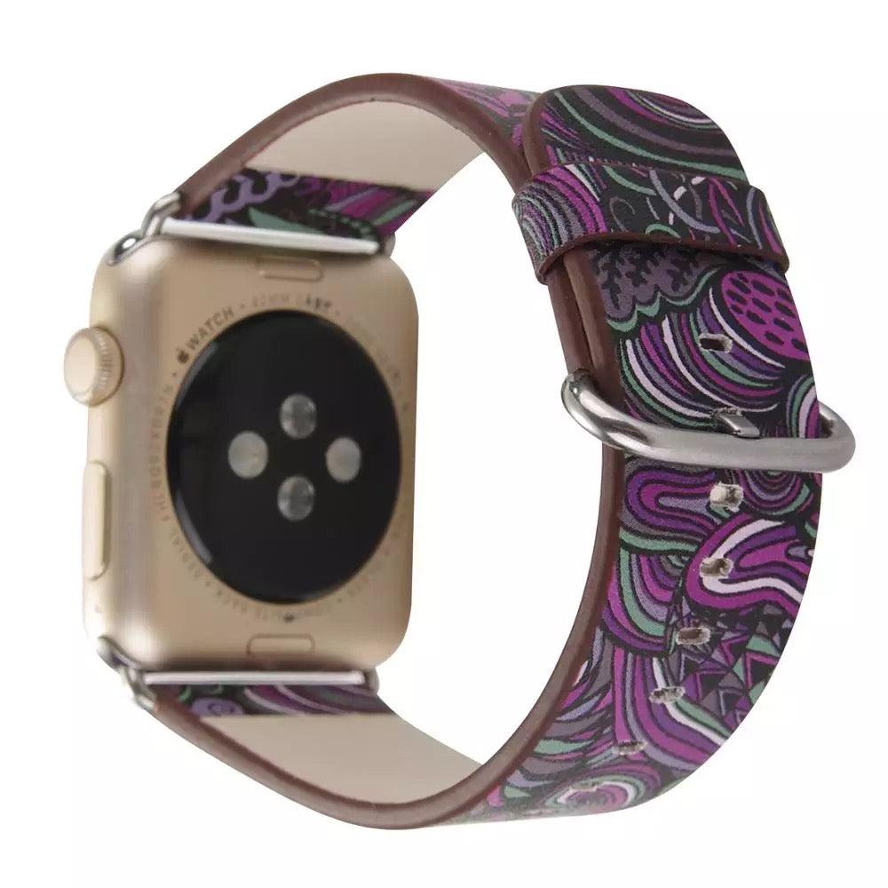 Fancy Paisley Print Leather Bands For Apple Watch Multiple Colors Available - Fancy Bands