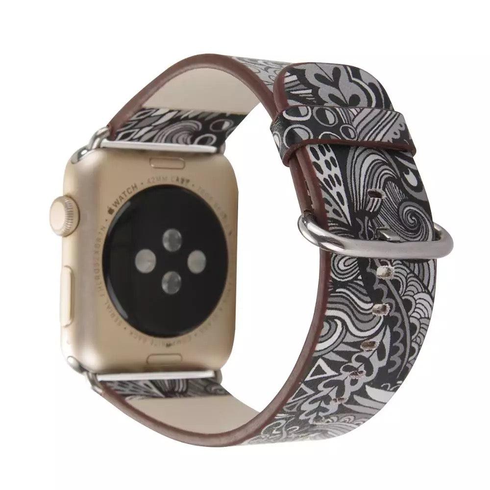 Fancy Paisley Print Leather Bands For Apple Watch Multiple Colors Available - Fancy Bands