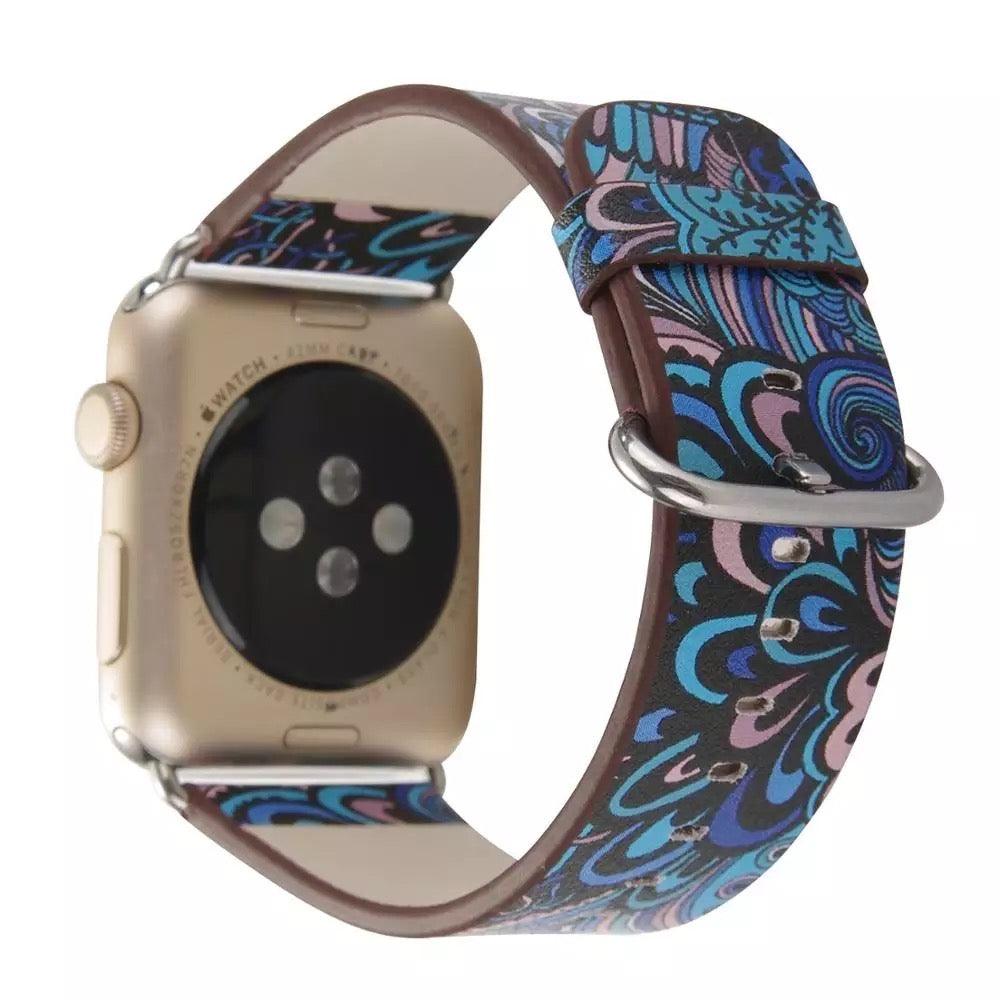 Fancy Paisley Print Leather Bands For Apple Watch Multiple Colors Available - Fancy Bands
