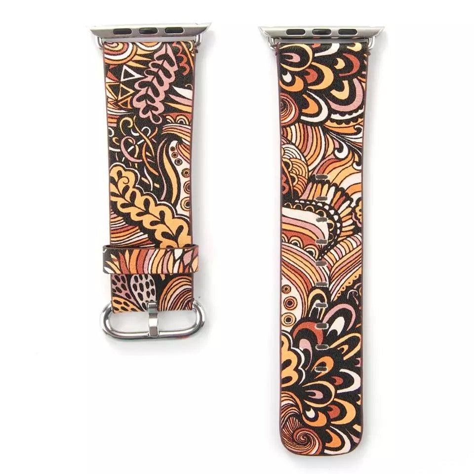 Fancy Paisley Print Leather Bands For Apple Watch Multiple Colors Available - Fancy Bands