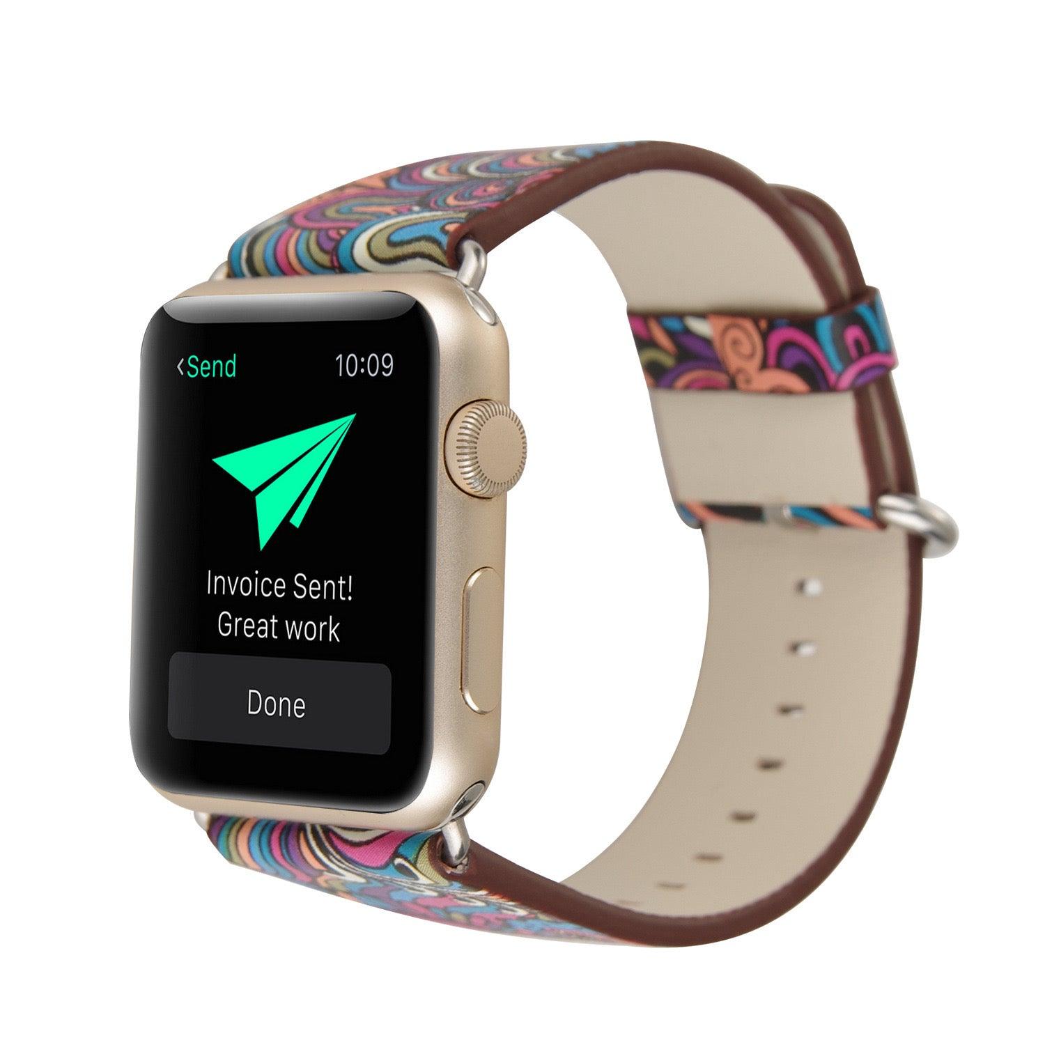 Fancy Paisley Print Leather Bands For Apple Watch Multiple Colors Available - Fancy Bands