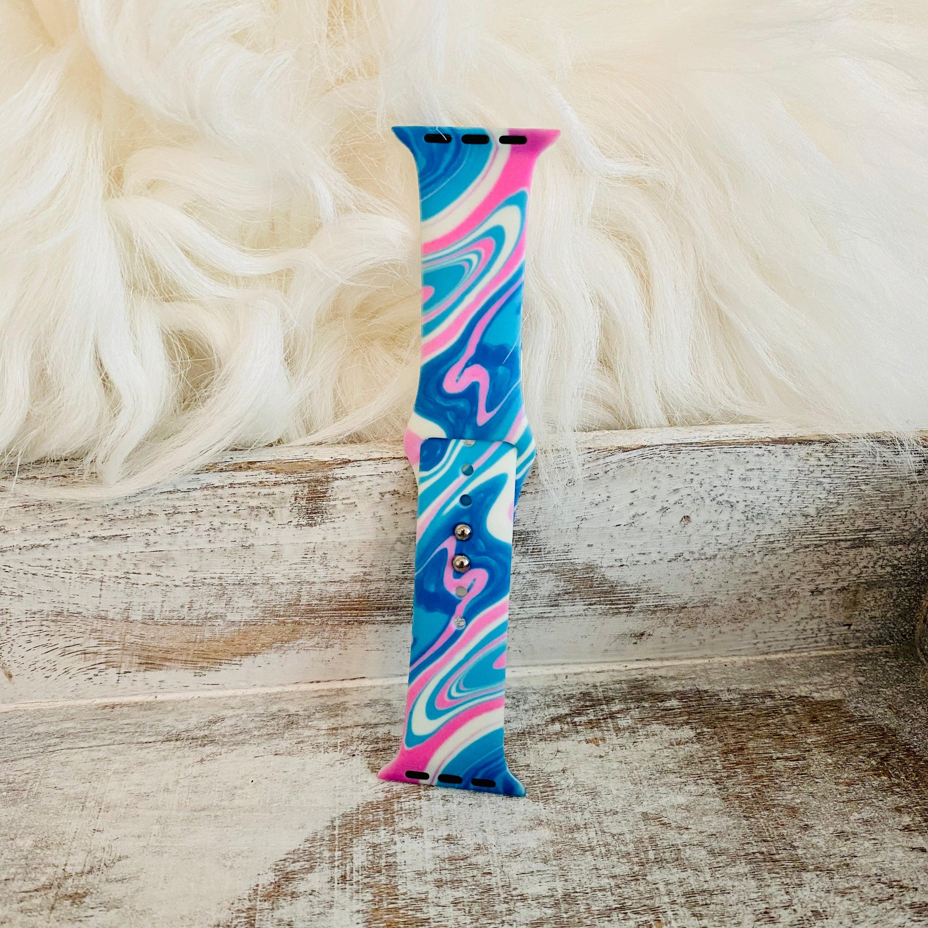Bubble Gum Tie Dye Print Silicone Band For Apple Watch - Fancy Bands