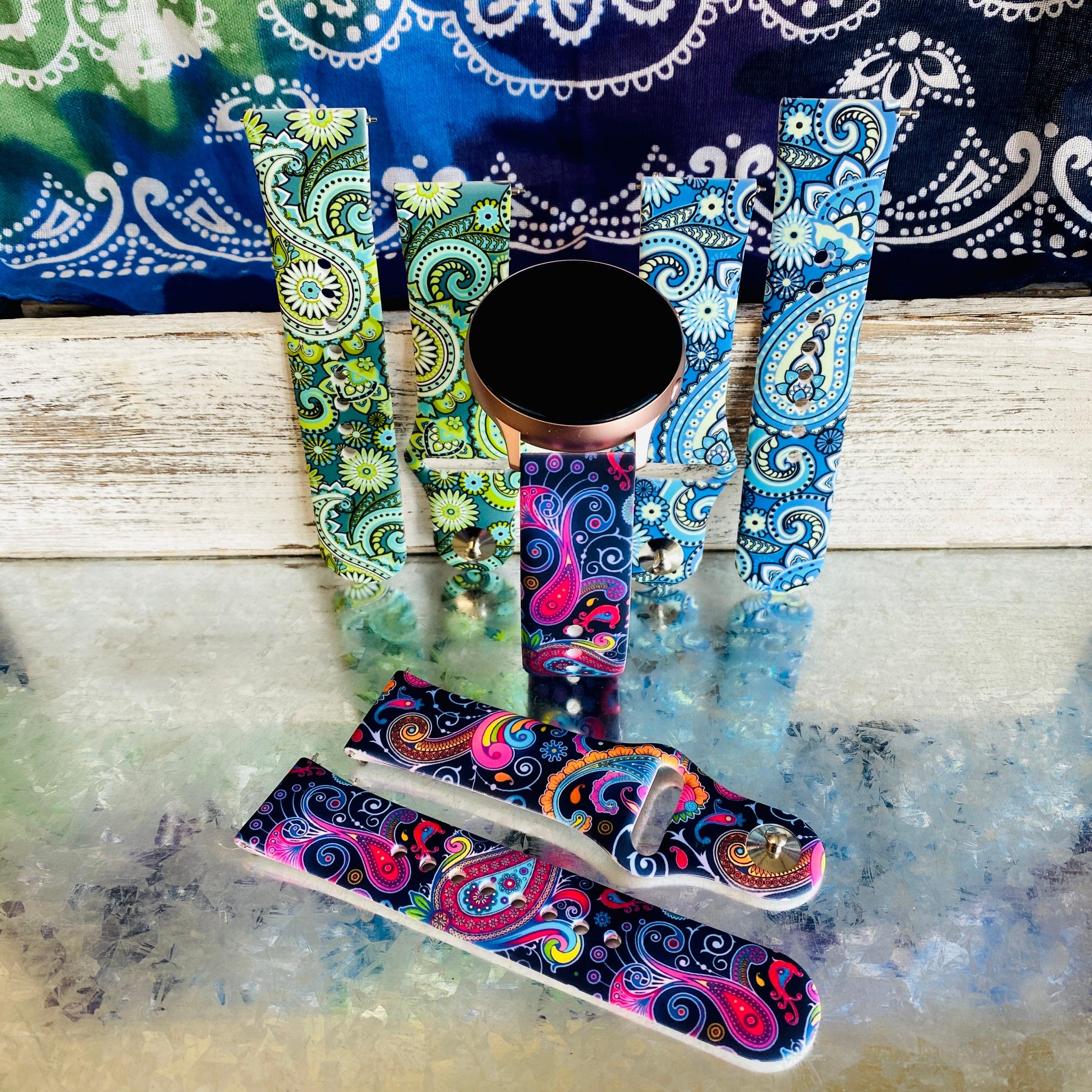 Fancy Paisley Print Silicone Band For Samsung Watch Multiple Colors Available - Fancy Bands