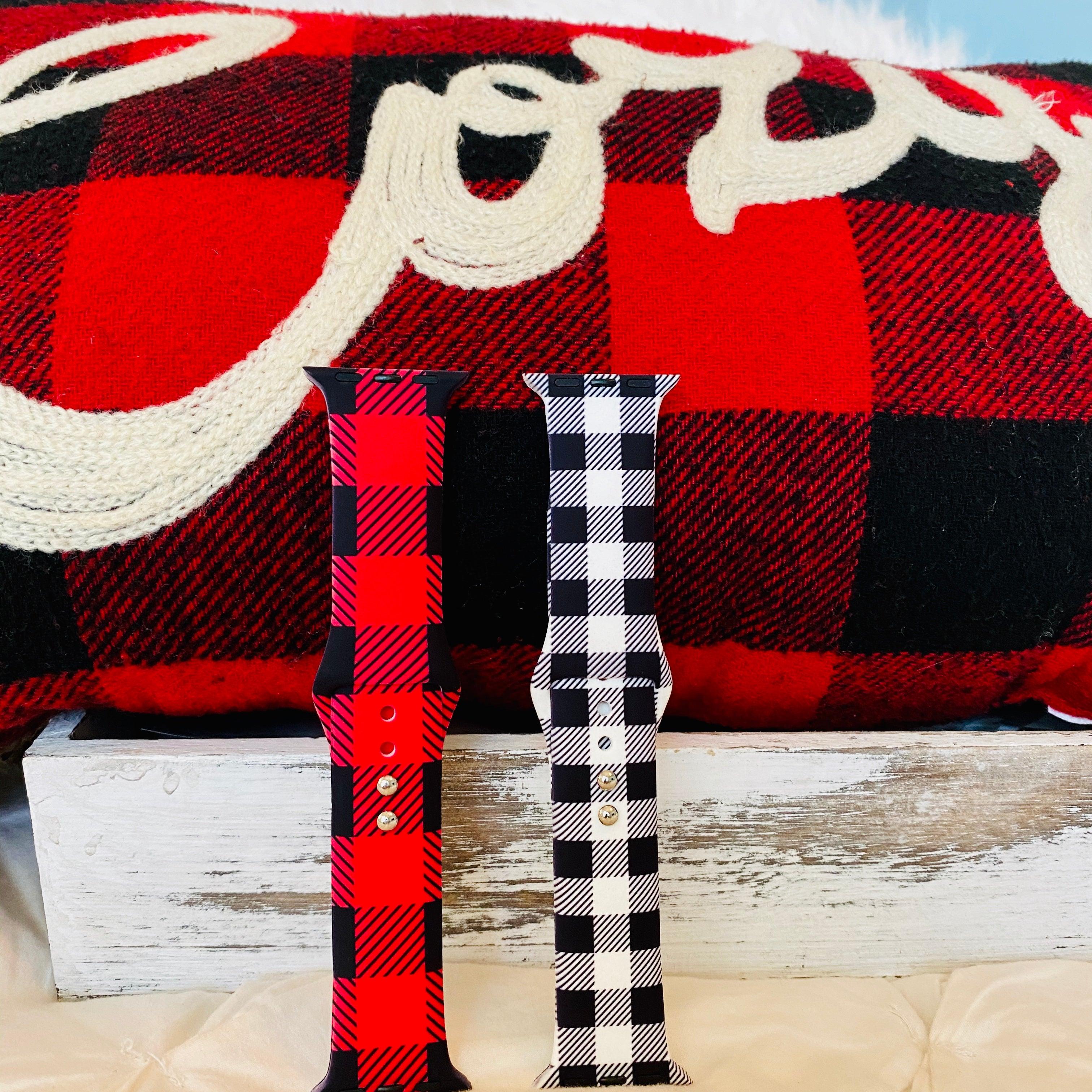 Bull Plaid Print Silicone Band For Apple Watch Two Colors Available - Fancy Bands