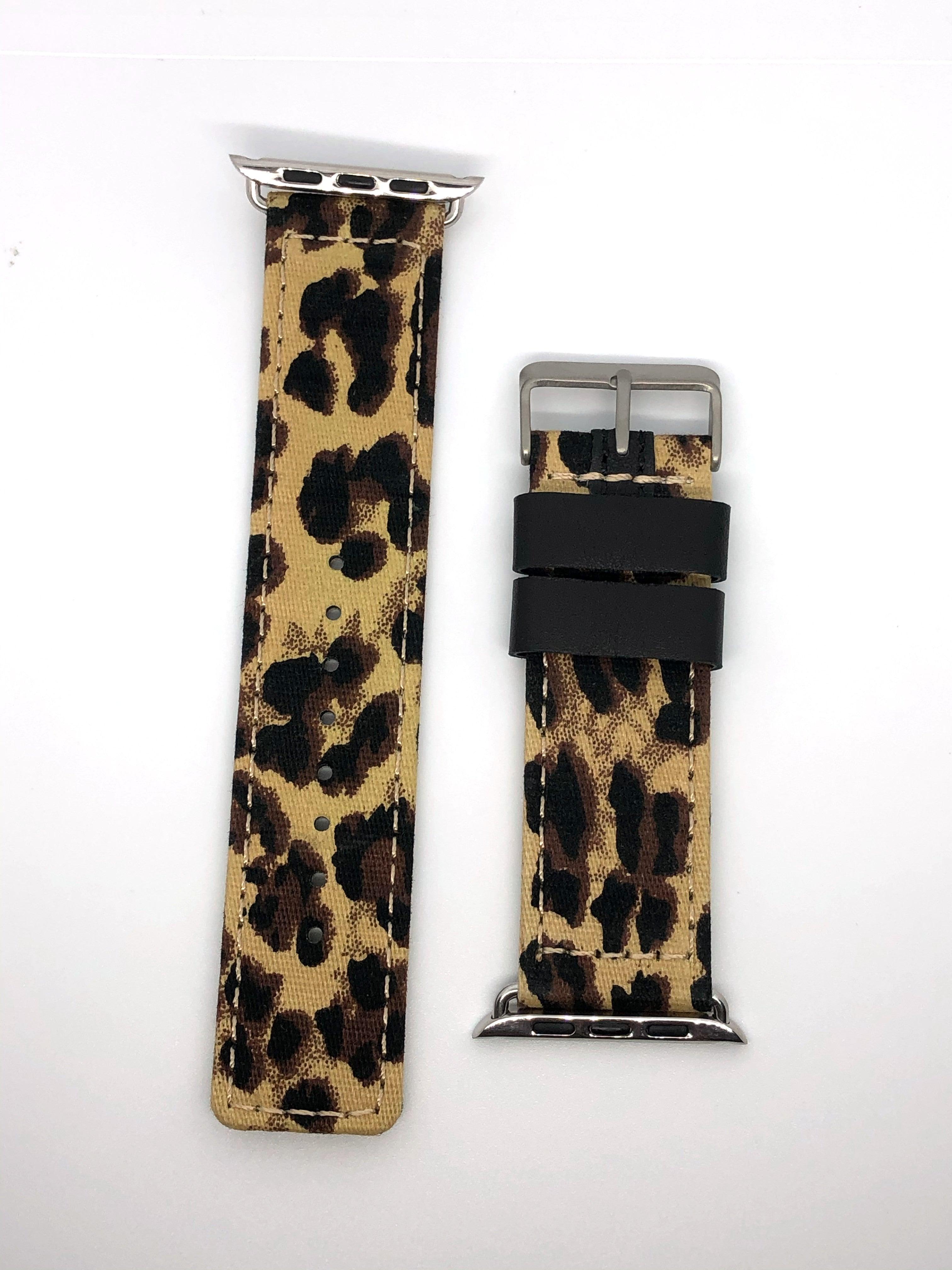 Denim Leather Lined Brown Leopard - Fancy Bands