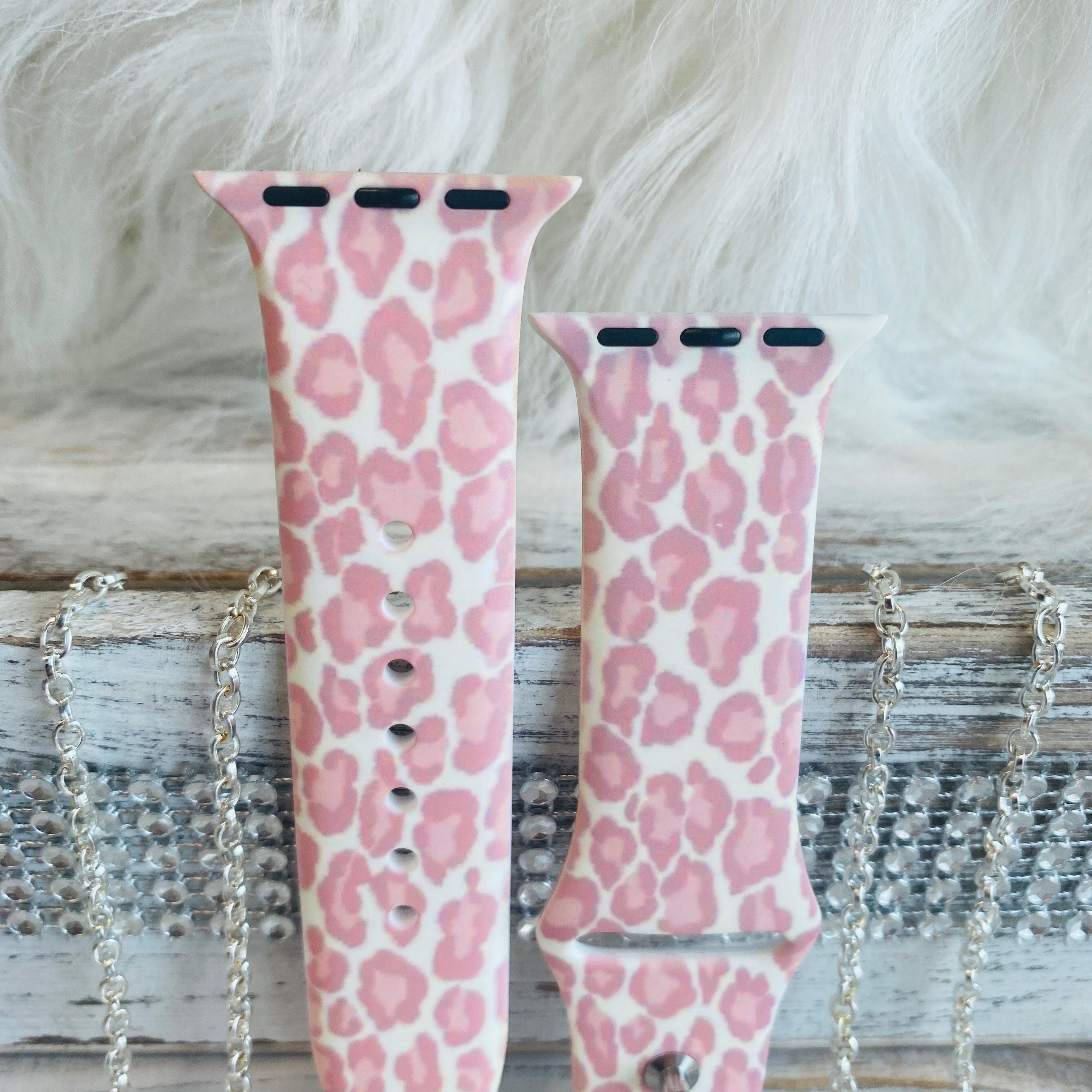 Blush Leopard Print Silicone Band For Apple Watch - Fancy Bands