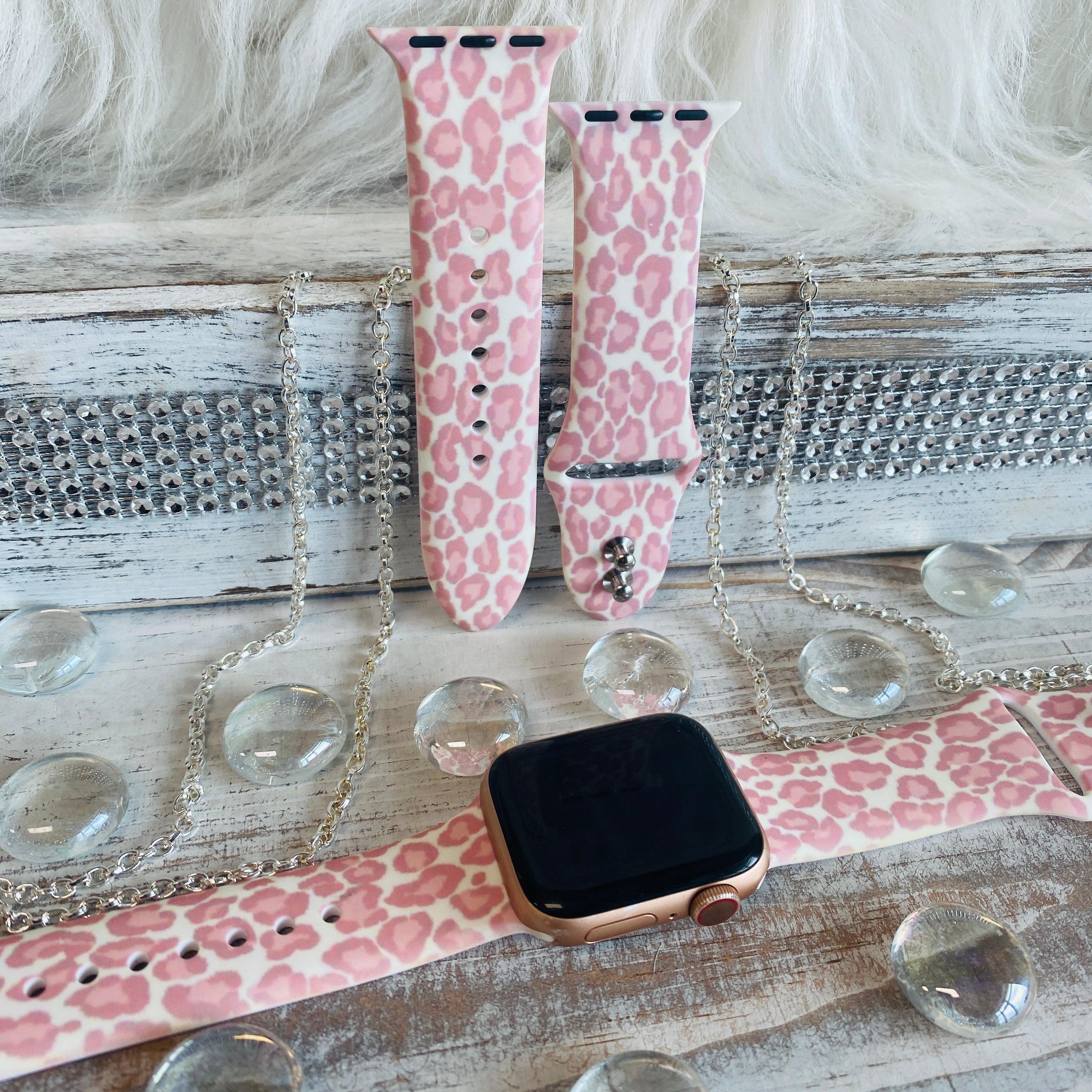 Blush Leopard Print Silicone Band For Apple Watch - Fancy Bands